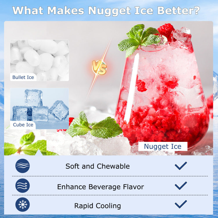 Under Counter Nugget Ice Maker with Timer & Self-Cleaning