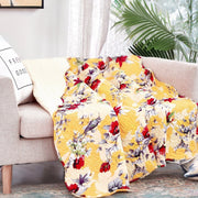 Yellow Floral Quilted Throw Blanket - Scalloped Edges