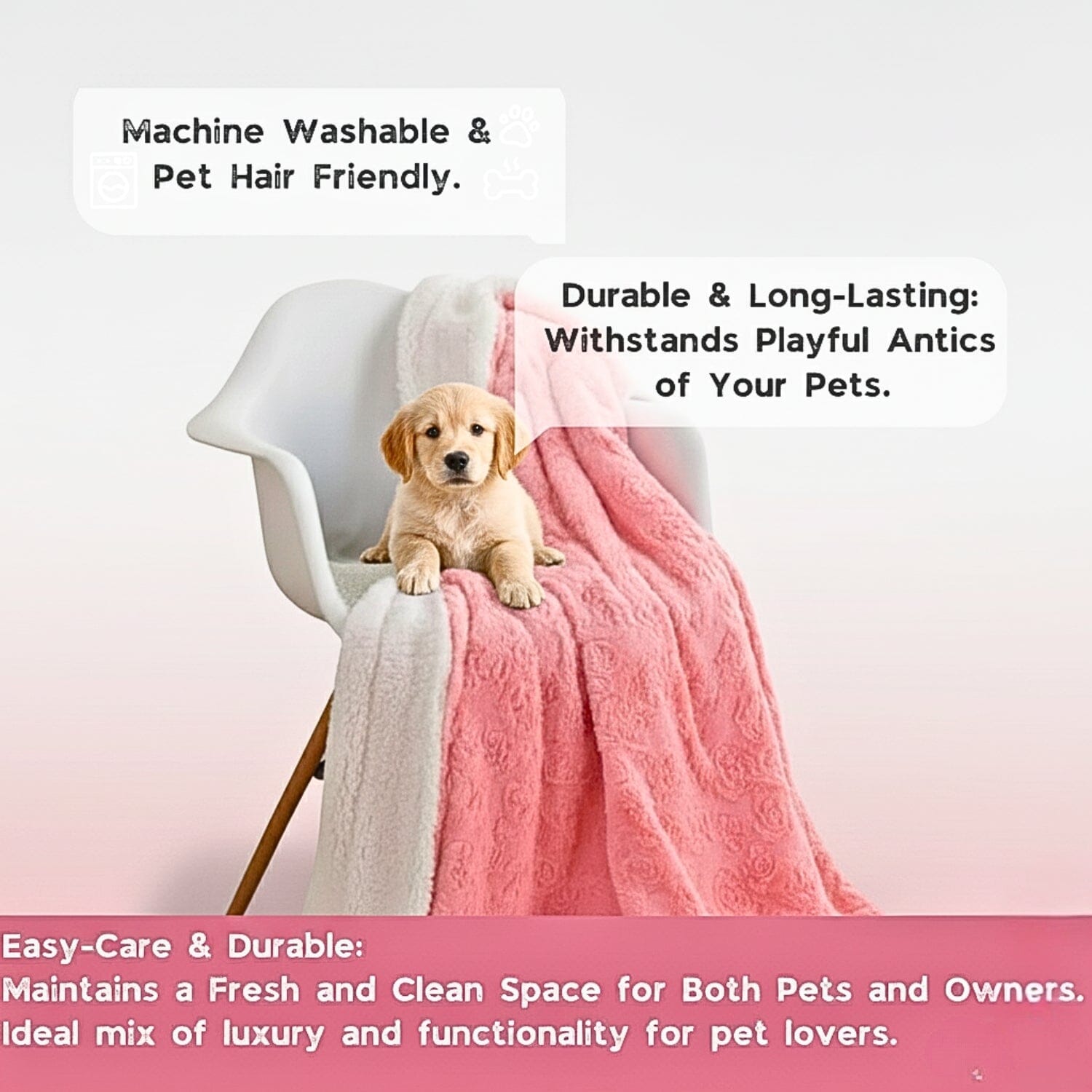 Luxury Blossom Pink Rose Buds Faux Fur Throw Blanket