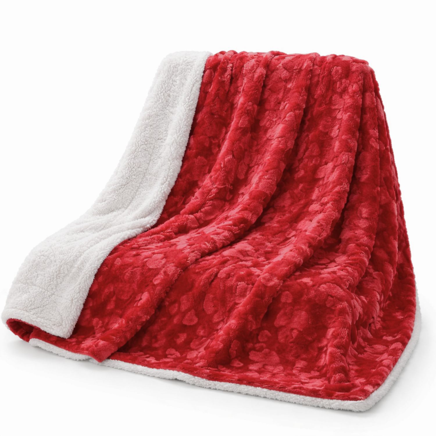 Romantic Red Lovely Hearts, Plush Faux Fur Throw Blanket