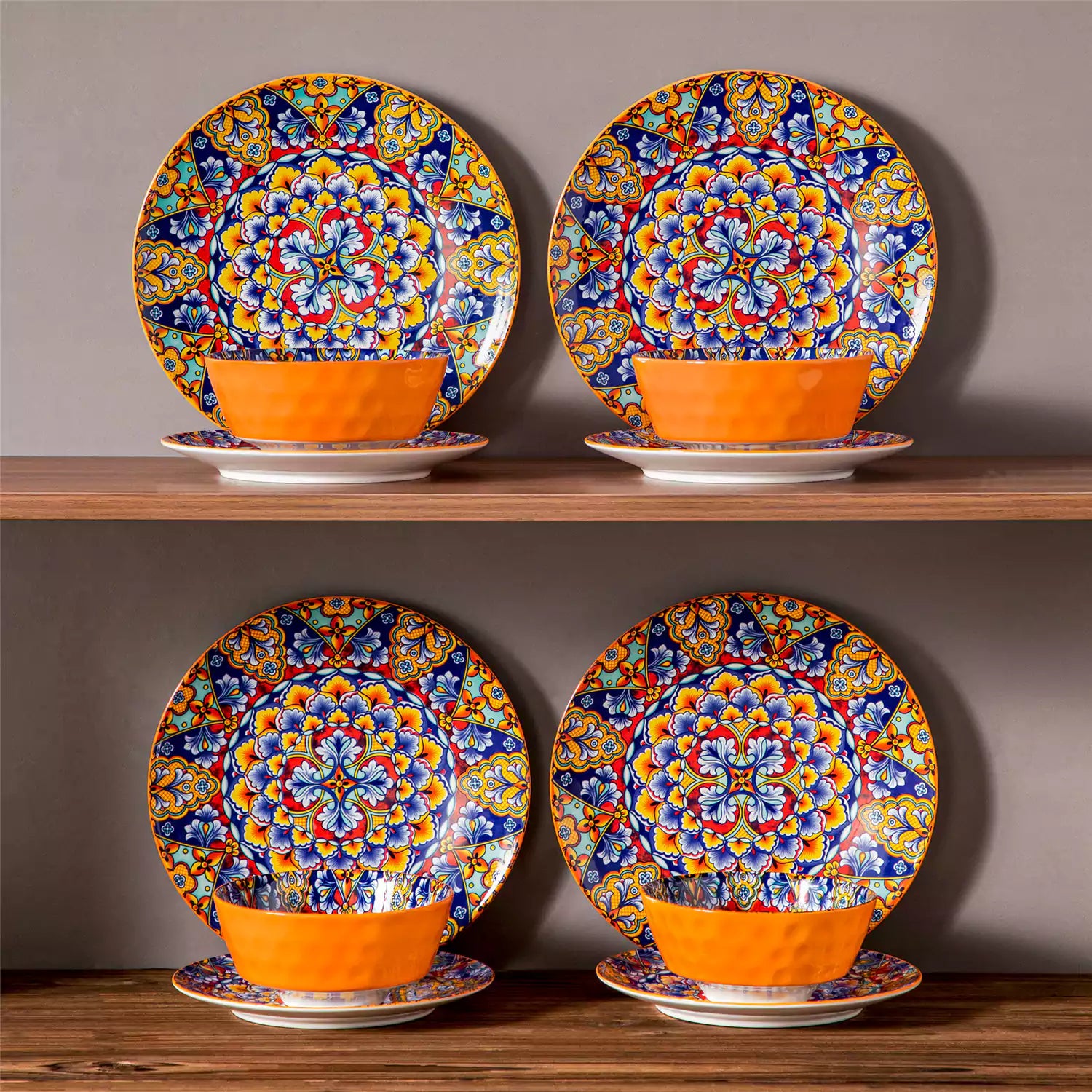 Simi 12 Piece Dinnerware Set with Front-Only Pattern