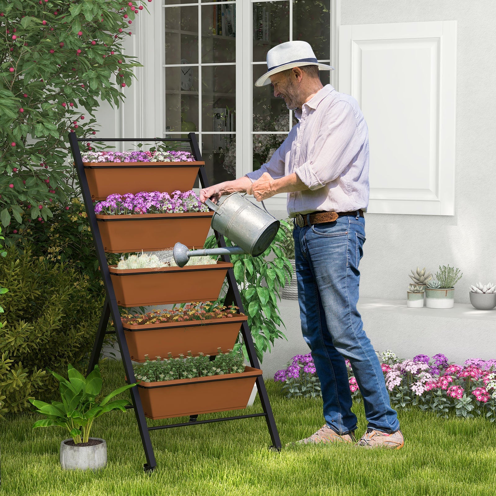 Linensnthings.com 5-Tier Vertical Raised Garden Bed with Wheels and ...