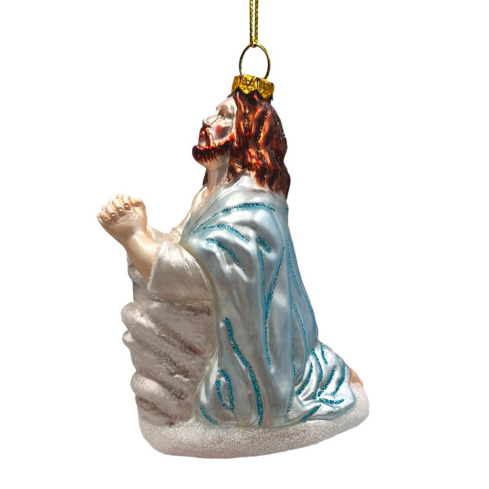 Praying Jesus Handcrafted Glass Christmas Ornament, Religious Christian Tree Decoration Glass Ornament OrnamentallyYou 