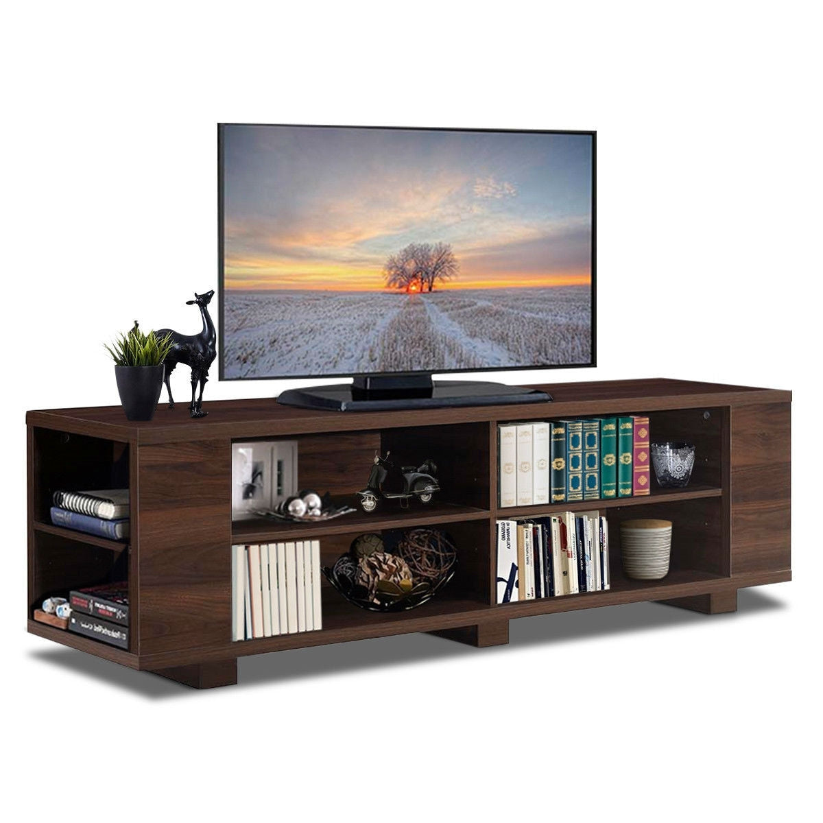 TV Stand in Walnut Wood Finish