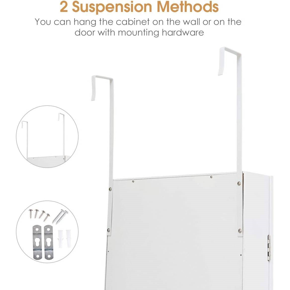 2-in-1 Wall or Door Mounted Jewelry Organizer in White