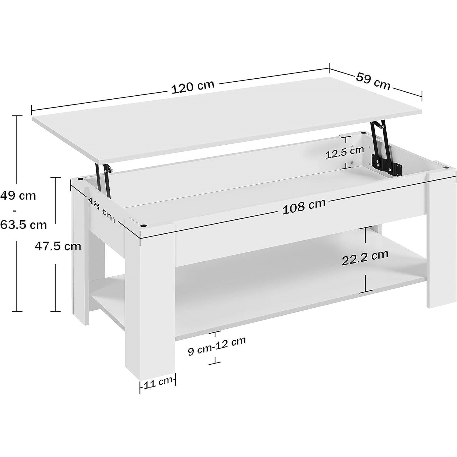 Lift-Top Coffee Table in White Wood Finish