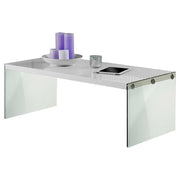 White, Rectangular Coffee Table with Tempered Glass Legs