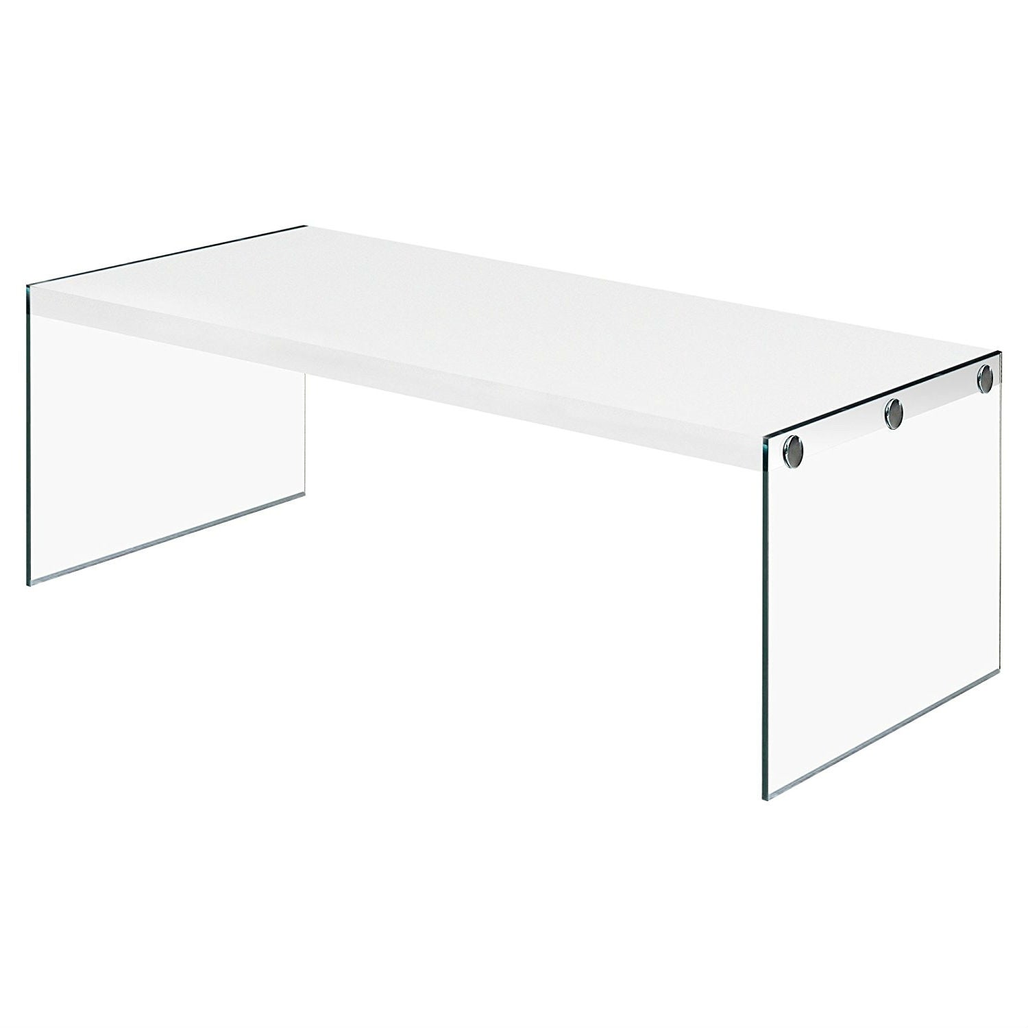 White, Rectangular Coffee Table with Tempered Glass Legs