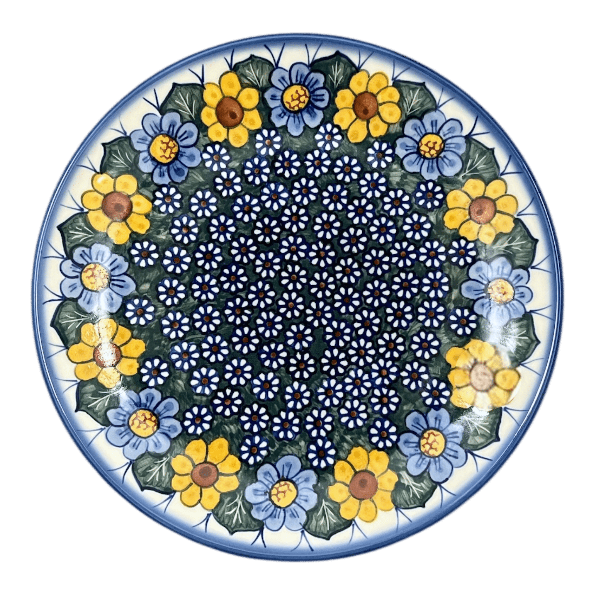 Plate, Round, Dinner, 10.25" Plate, WR (WR5C) in "Daisy Meadow" by W.R. Ceramika | WR5C-BK2 by The Polish Pottery Outlet