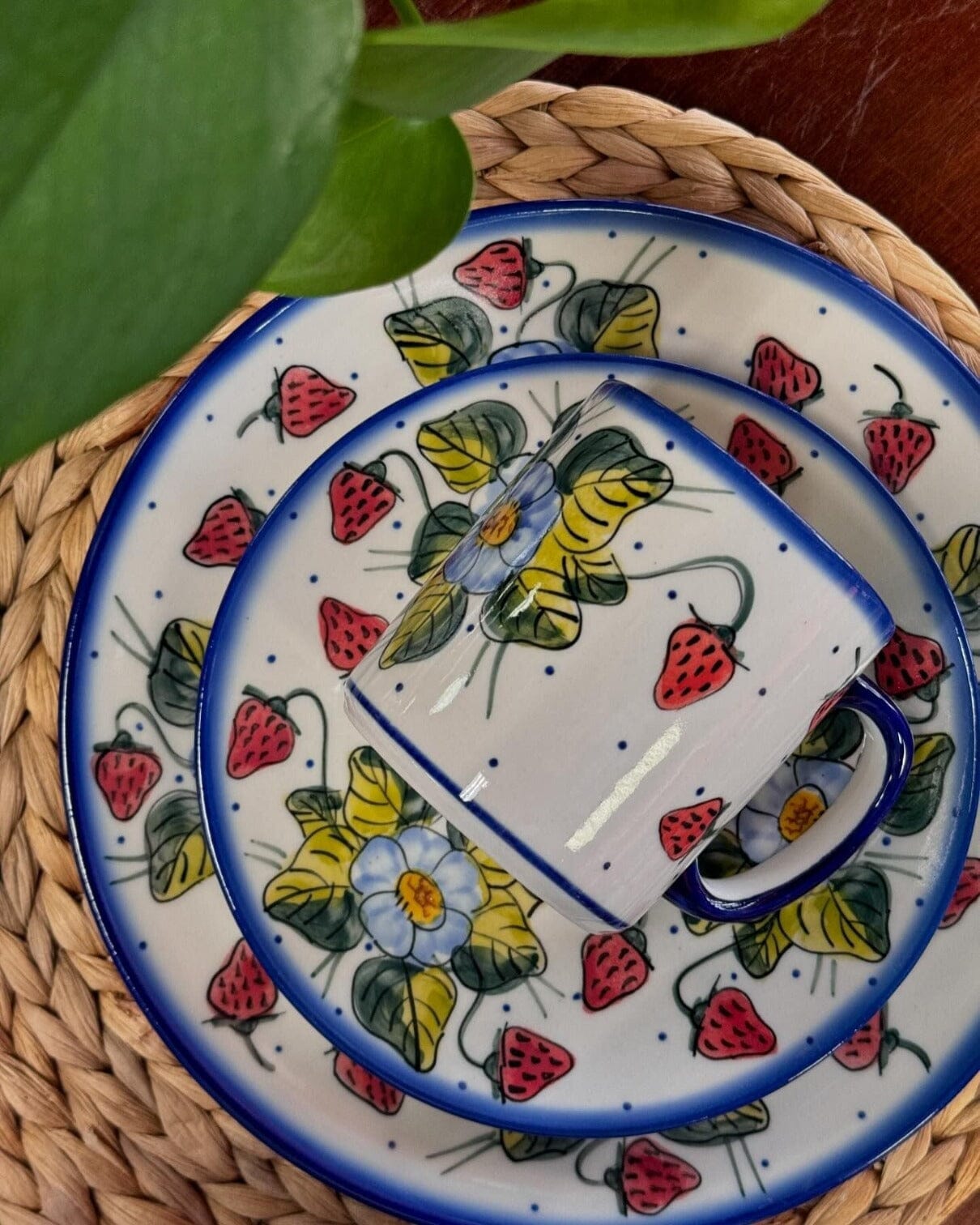 Plate, Round, Dinner, 10.25" Plate, WR (WR5C) in "Strawberries & Blossoms" by W.R. Ceramika | WR5C-WR2 by The Polish Pottery Outlet