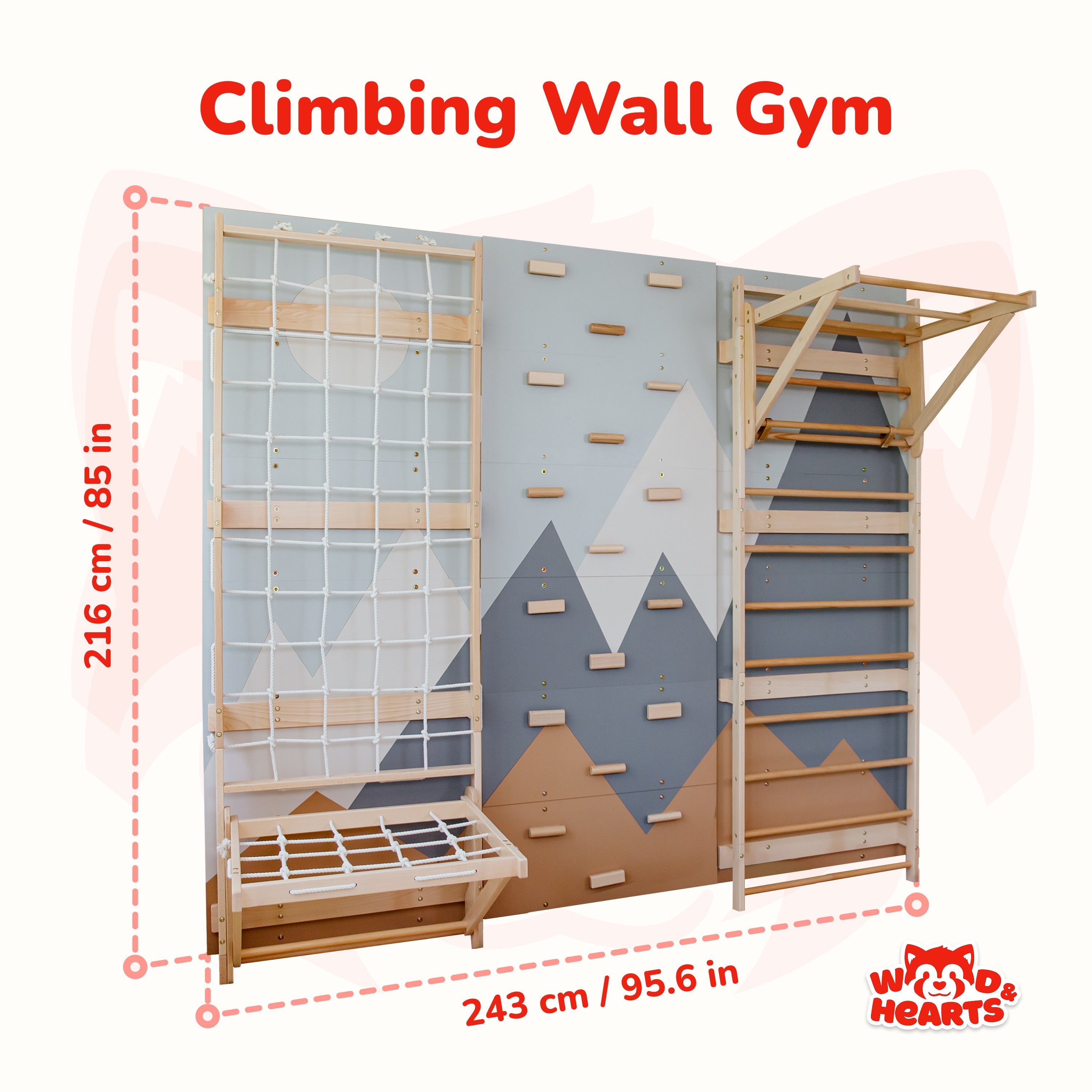 3-in-1 Swedish Ladder Wall Gym for Kids 3+