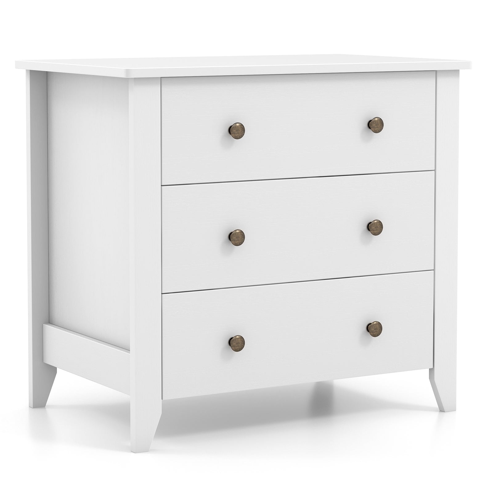 3 Drawer Dresser Chest of Drawers Bedside Table-White by DirectDeals