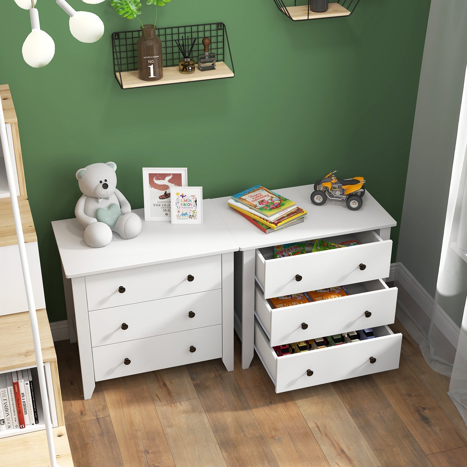 3 Drawer Dresser Chest of Drawers Bedside Table-White by DirectDeals