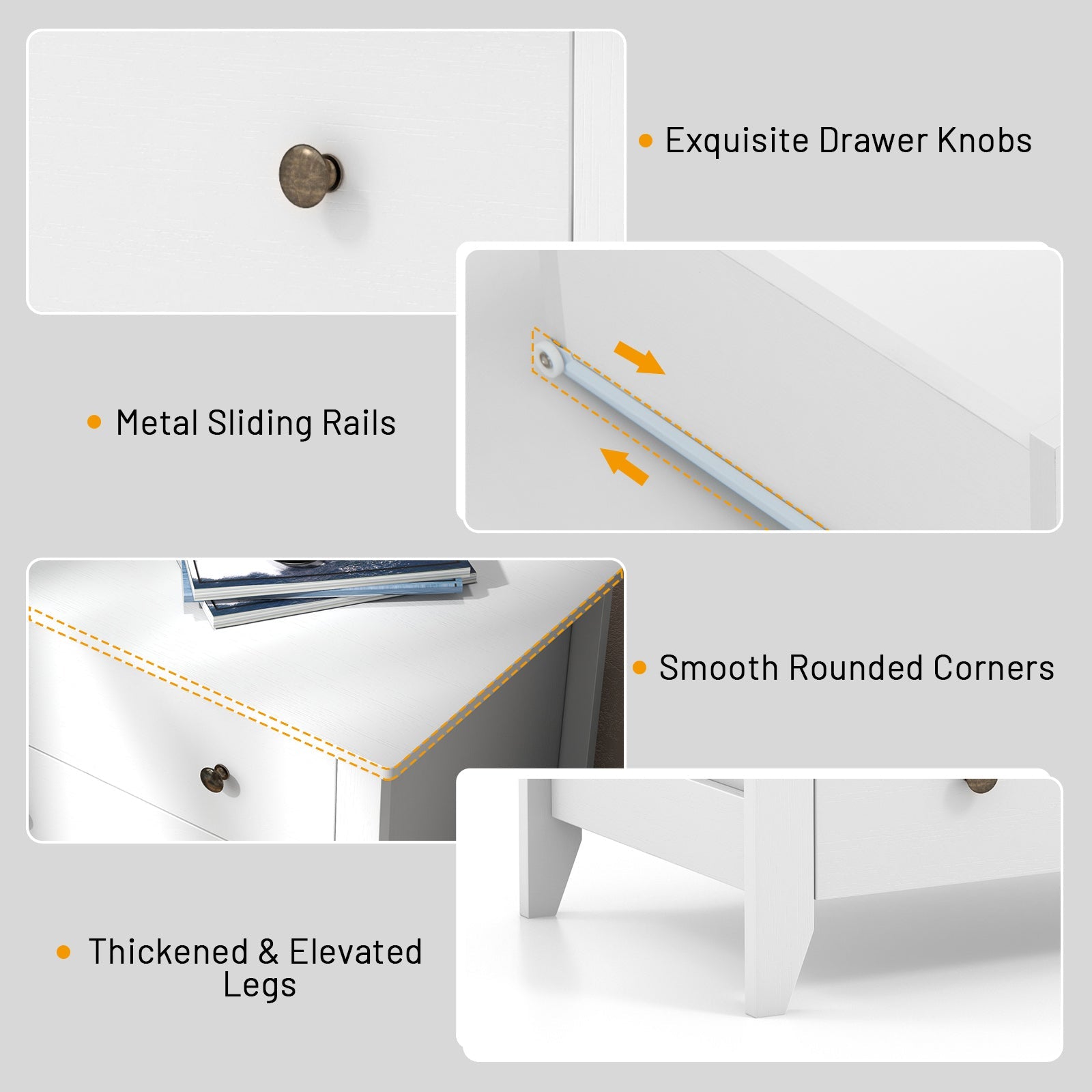 3 Drawer Dresser Chest of Drawers Bedside Table-White by DirectDeals