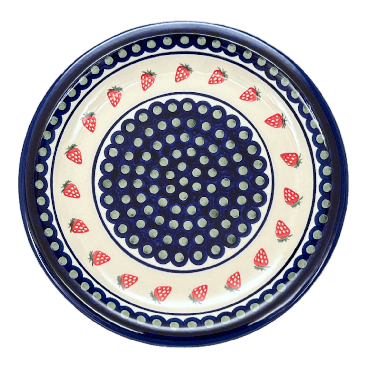 Plate, Round, Dinner, 10.75" Plate in "Strawberry Dot" by Zaklady | Y1014-A310A by The Polish Pottery Outlet