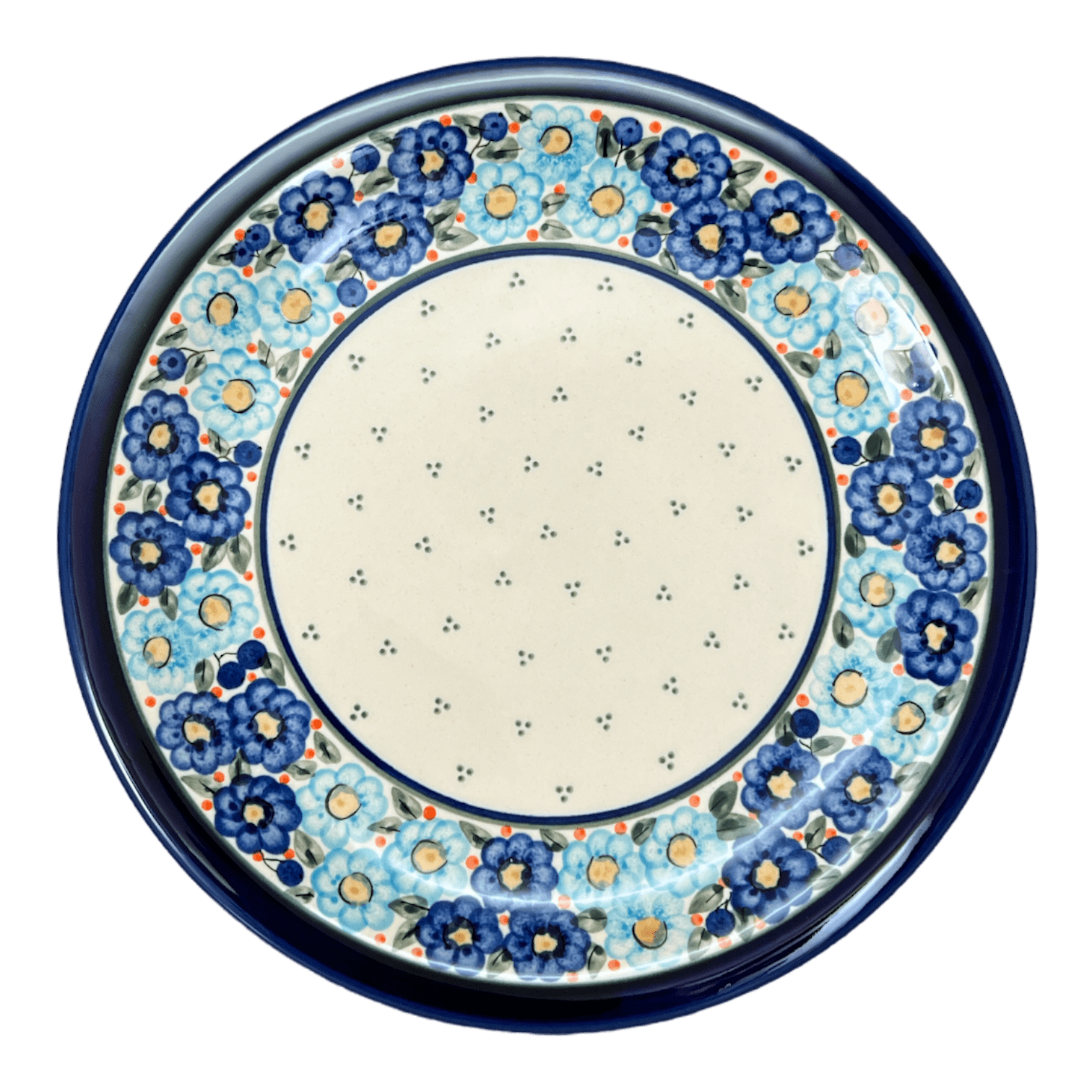 Plate, Round, Dinner, 10.75" Plate in "Garden Party Blues" by Zaklady | Y1014-DU50 by The Polish Pottery Outlet