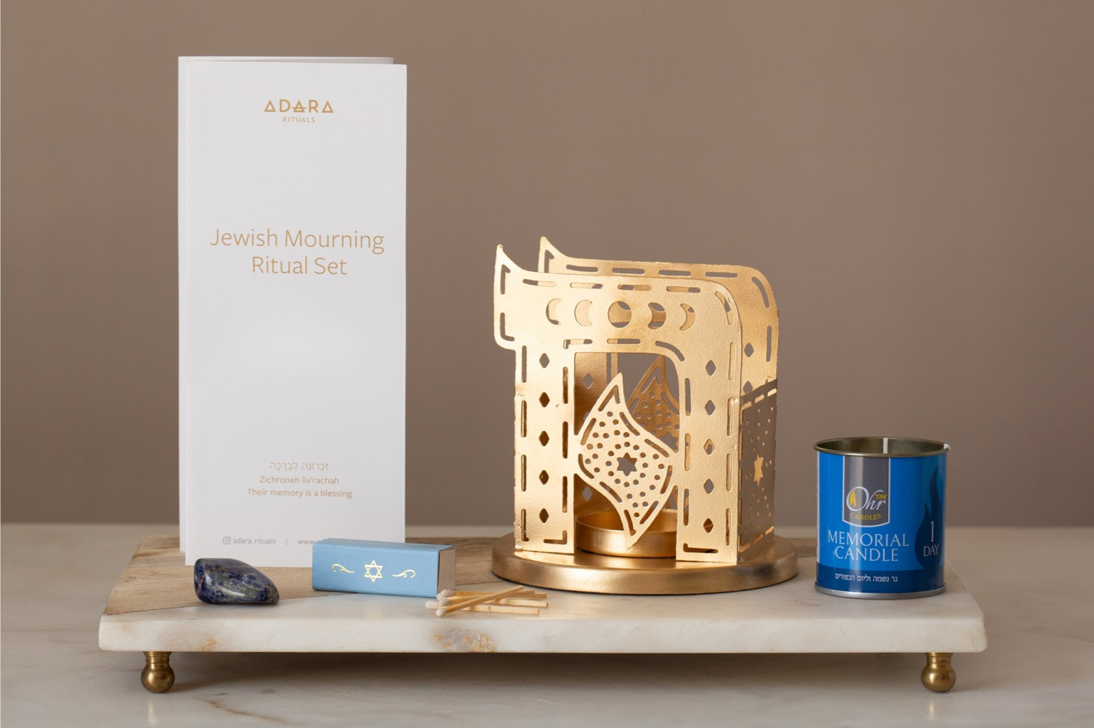 Jewish Mourning Ritual Candle Holder Set