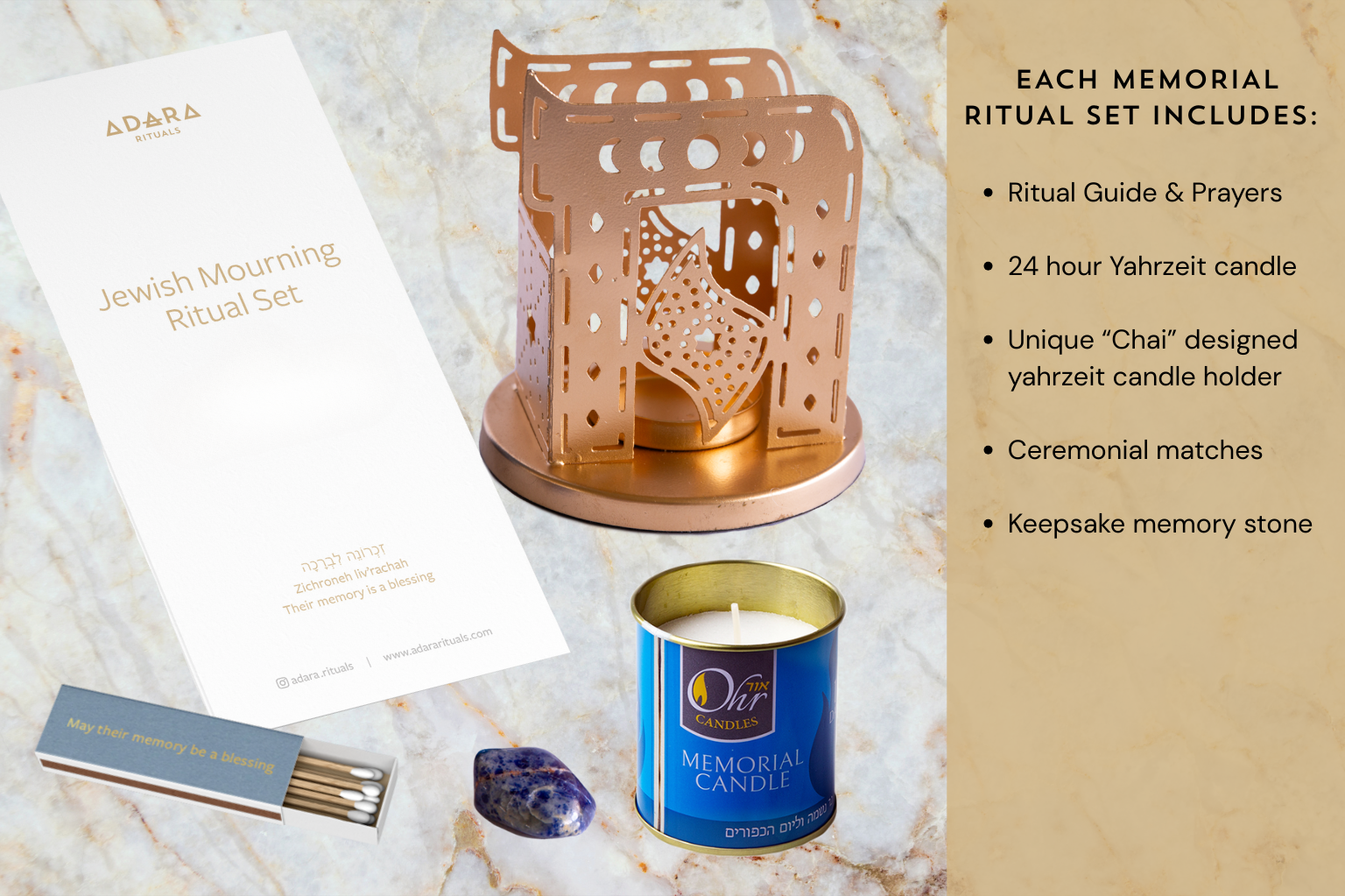Jewish Mourning Ritual Candle Holder Set