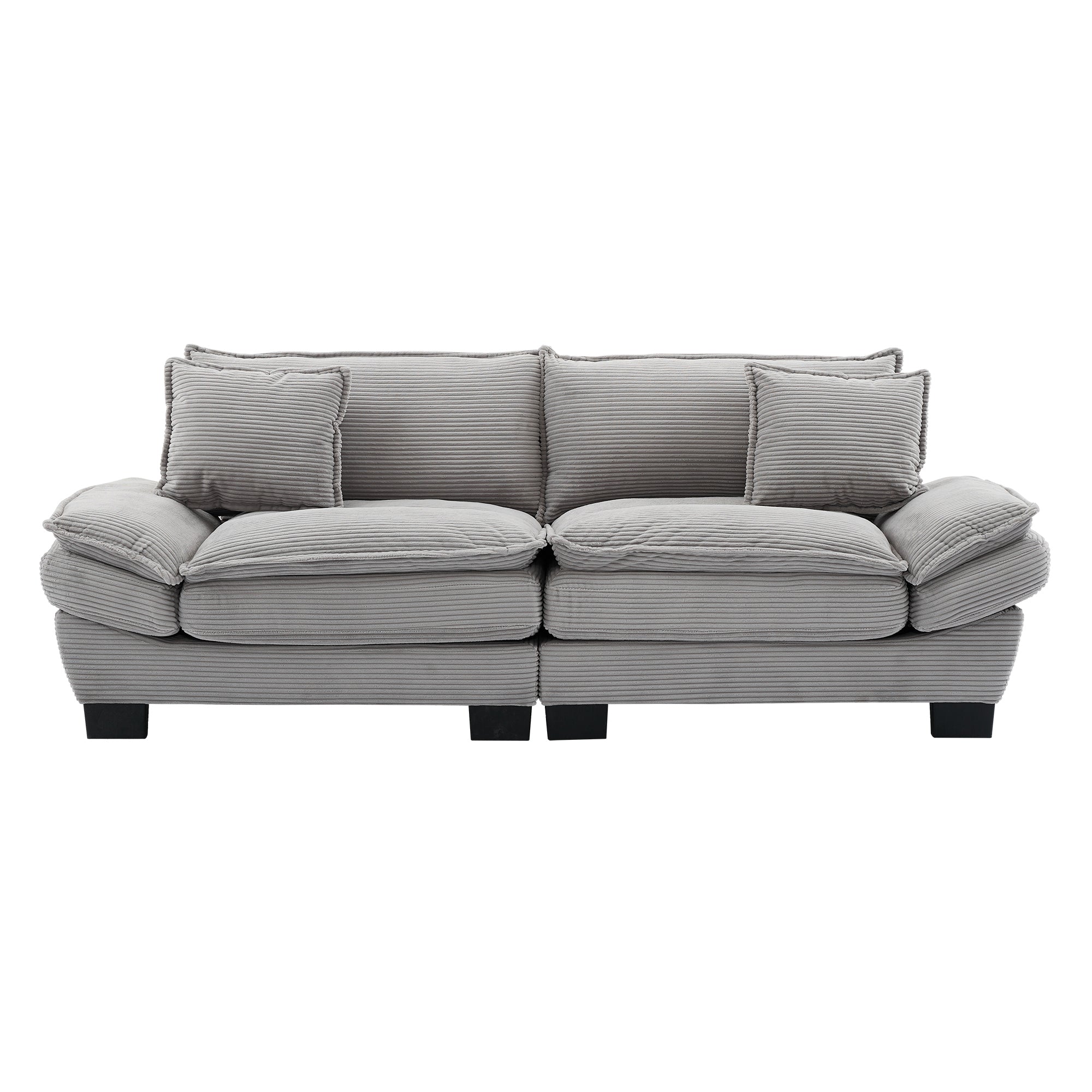 Corduroy Sofa Sleeper Couch with Pillows - Light Grey