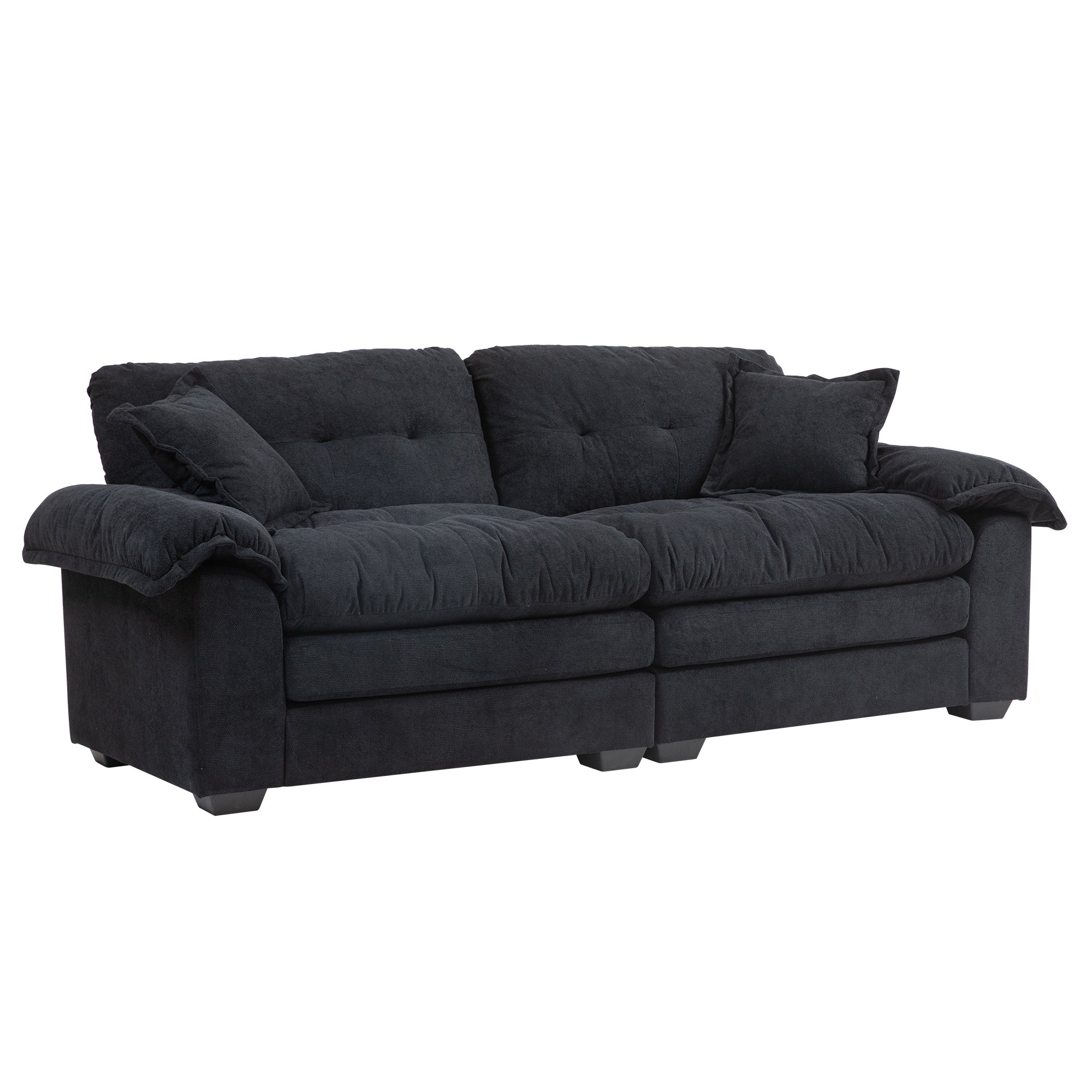 84' Chenille Sofa Small Sofa Loveseat Deep Seat Sofa Couch - Black