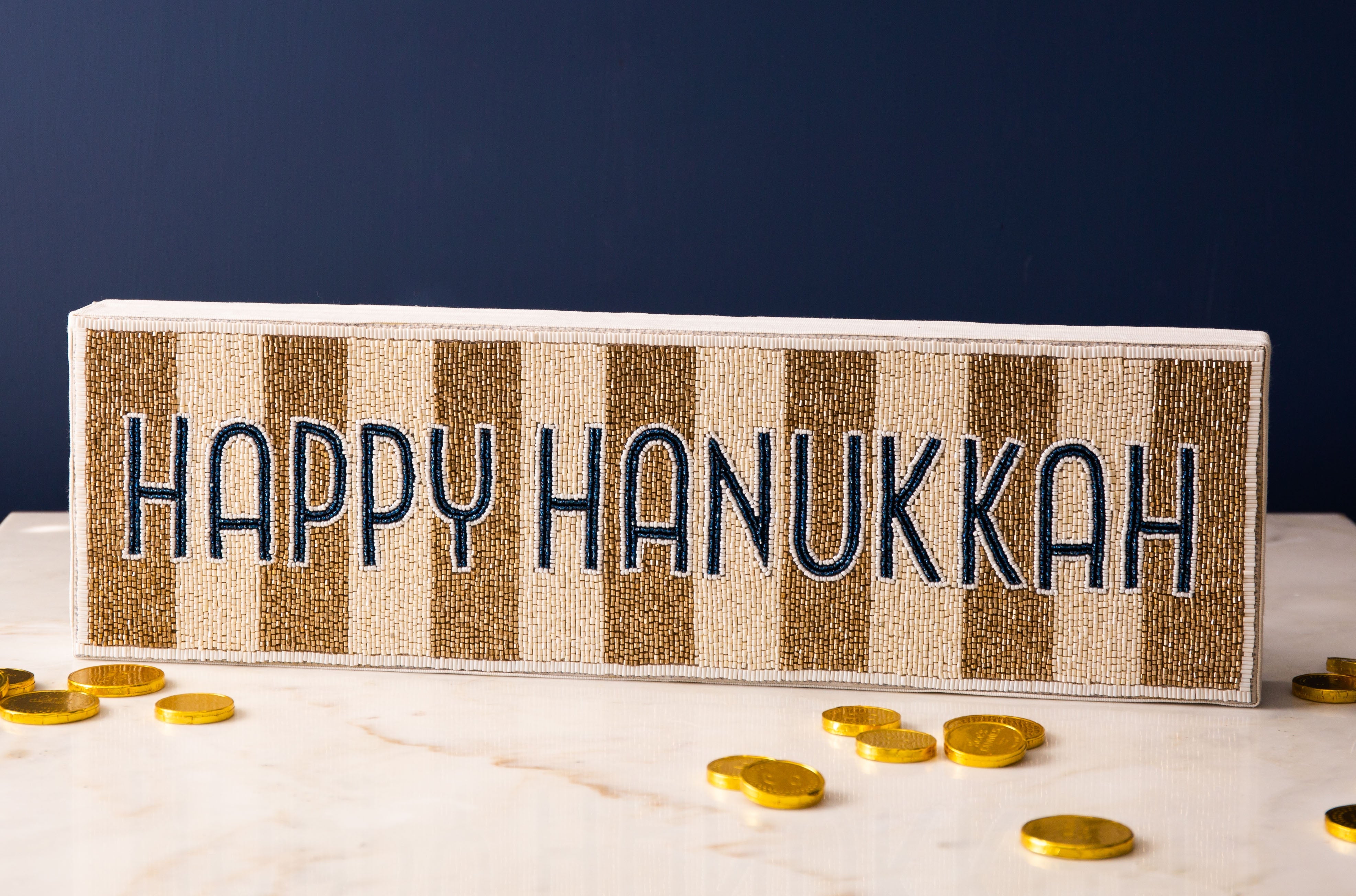 Nava Happy Hanukkah Beaded Sign Holiday Decor
