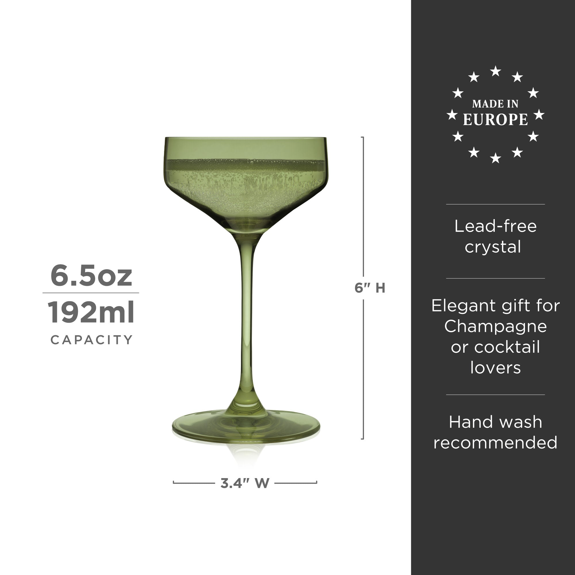 Reserve Nouveau Crystal Coupe Glasses in Sage Set of 2