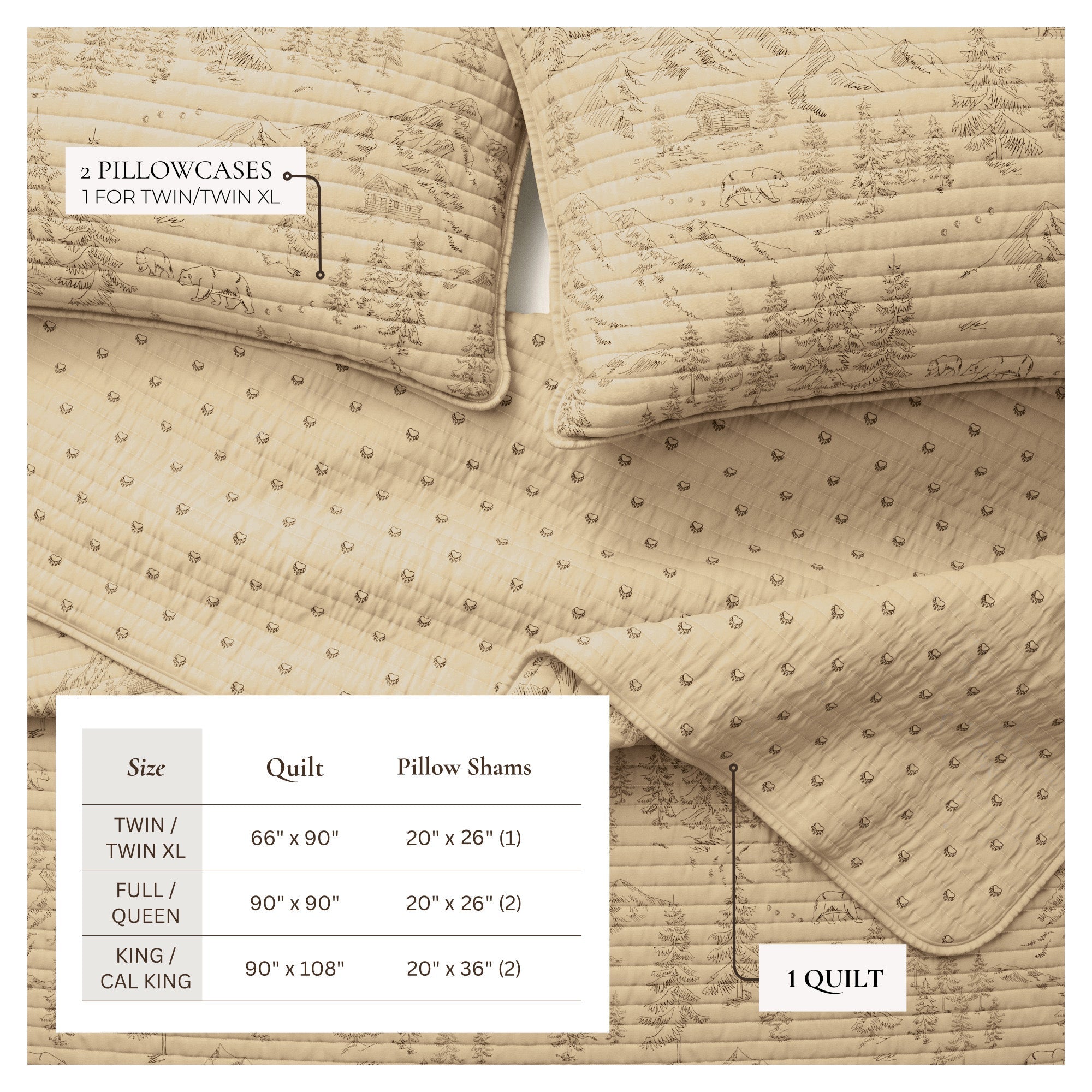 3 Piece Lodge Printed Quilt - Moonlight Ridge