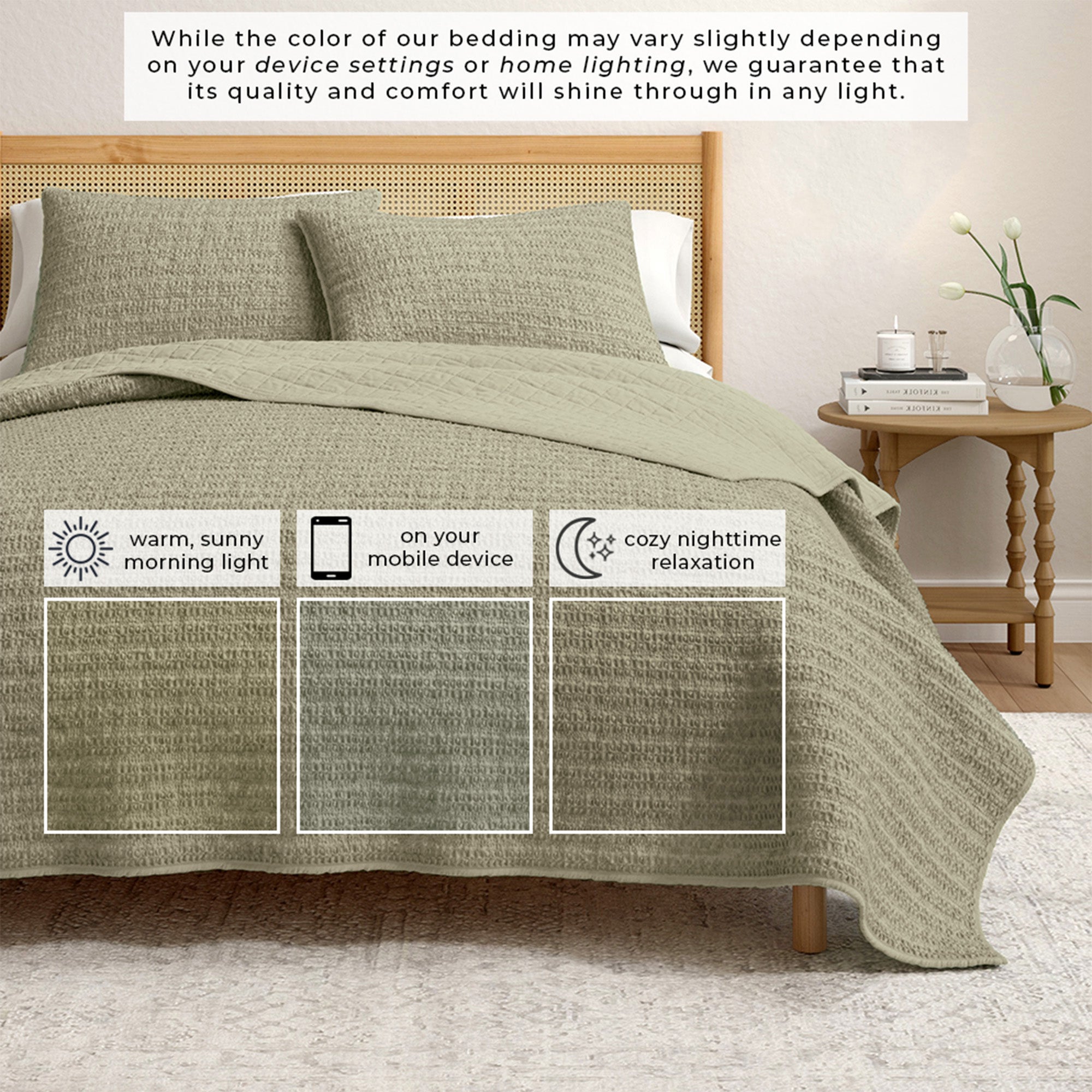 100% Cotton Honeycomb Quilt Set - Genevieve Collection