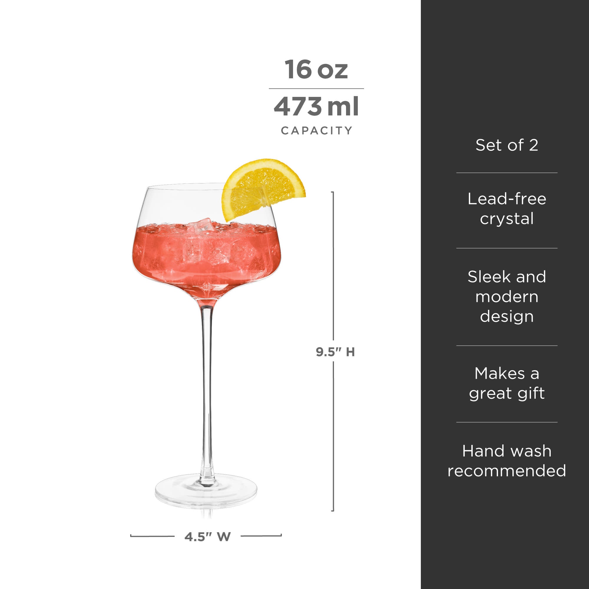 Raye Crystal Angled Amaro Spritz Glasses, Set of 2 - Thumbnail 5