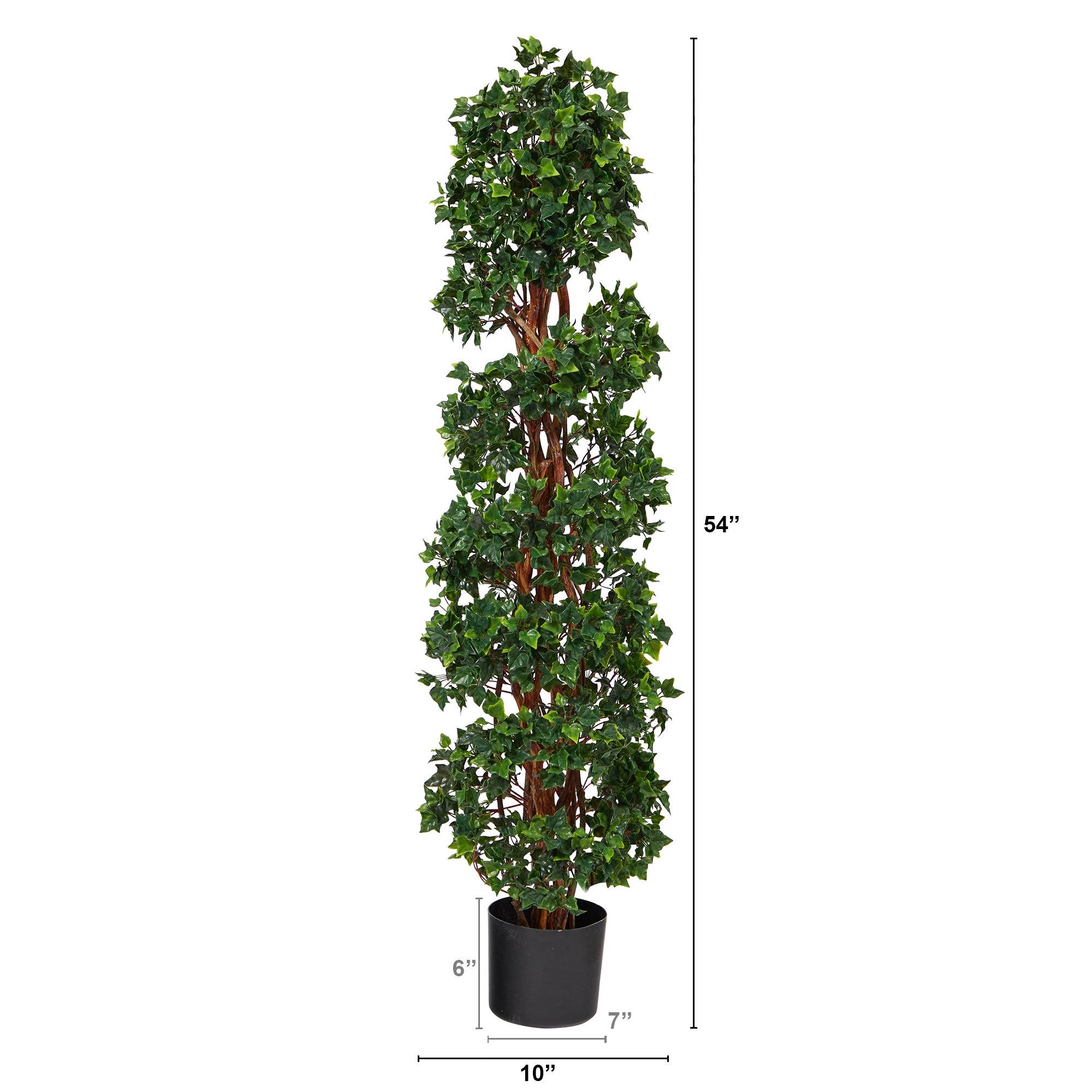 4.5’ English Ivy Spiral Topiary Artificial Tree with Natural Trunk UV Resistant