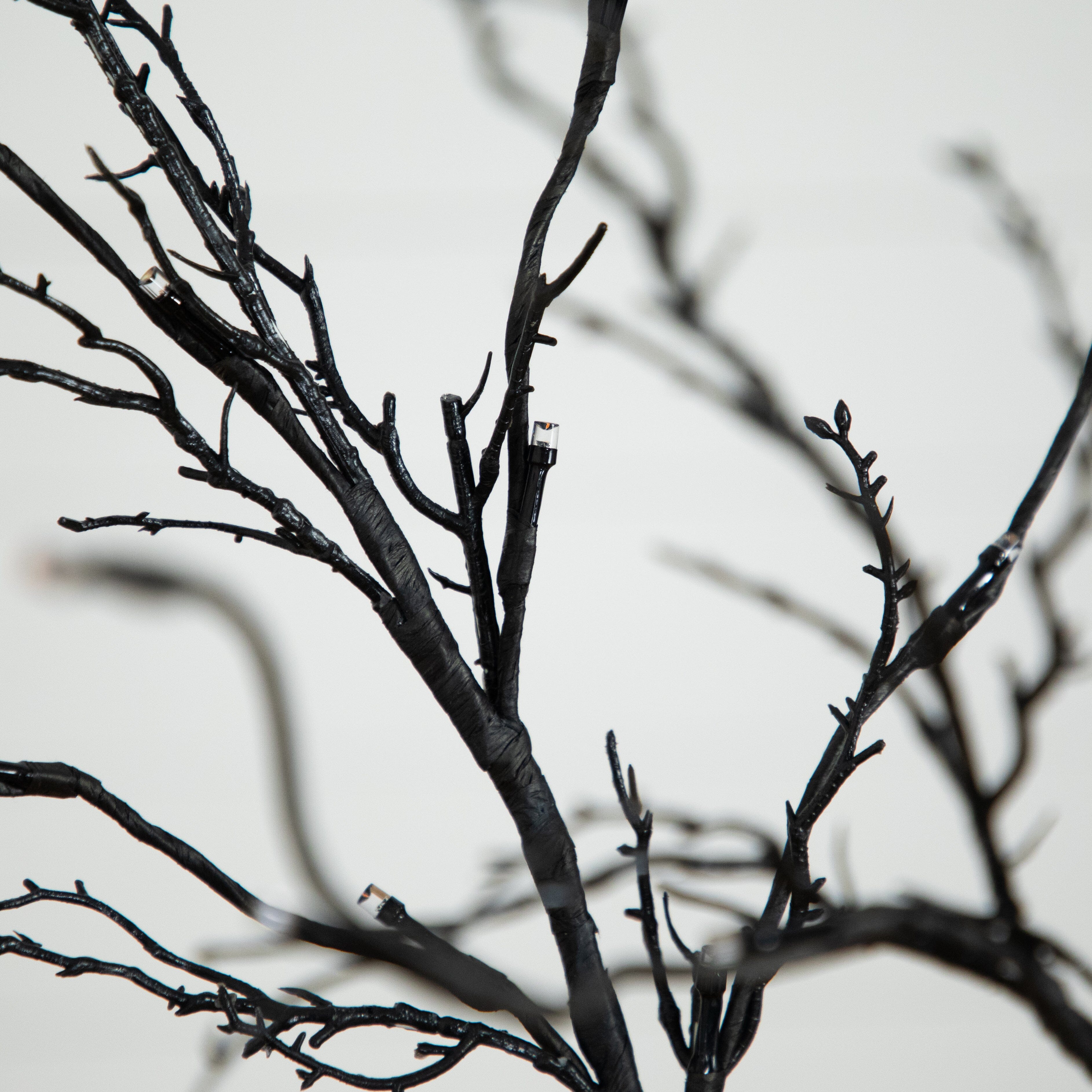 5’ Pre-Lit Halloween Deluxe Black Twig Artificial Tree with LED Lights