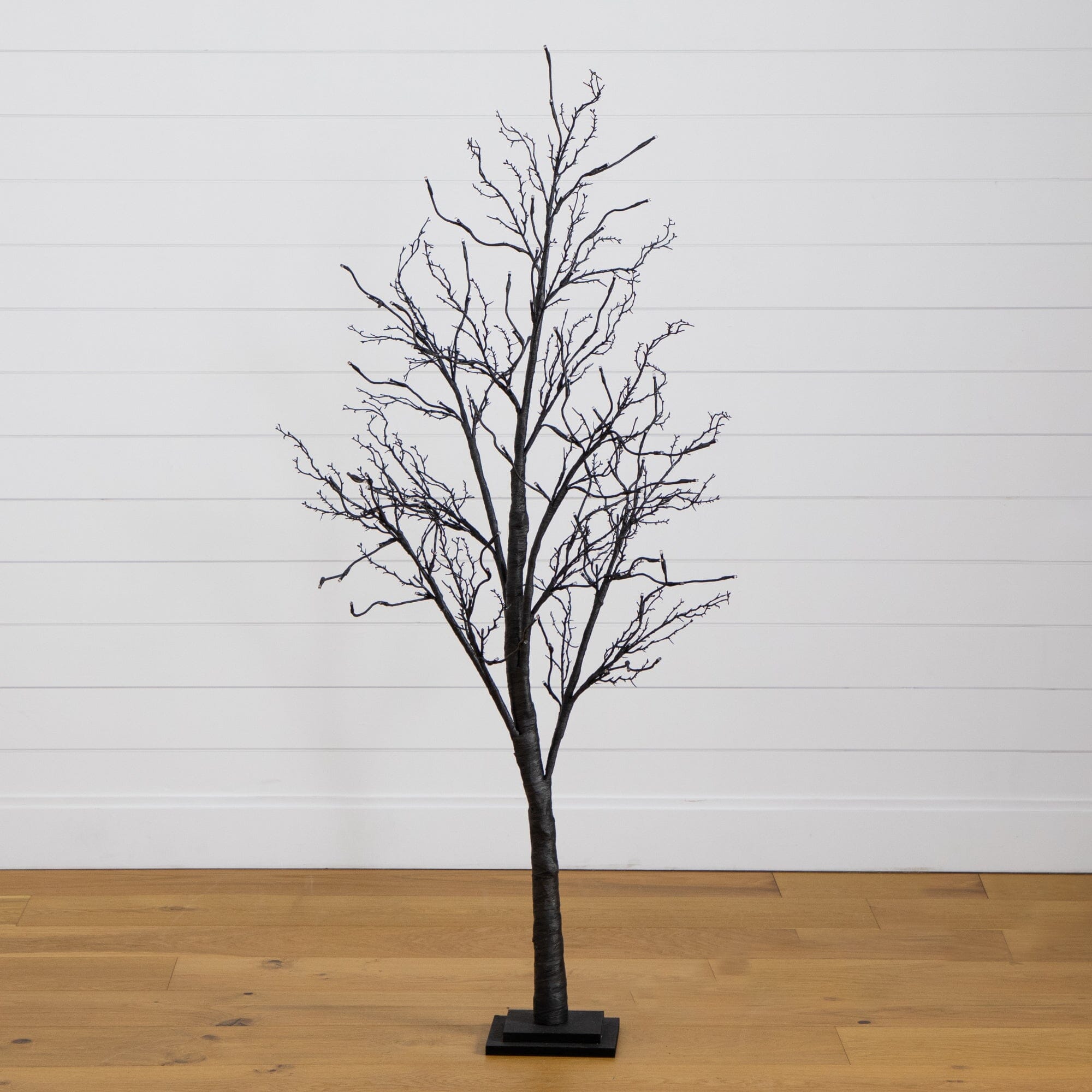 5’ Pre-Lit Halloween Deluxe Black Twig Artificial Tree with LED Lights