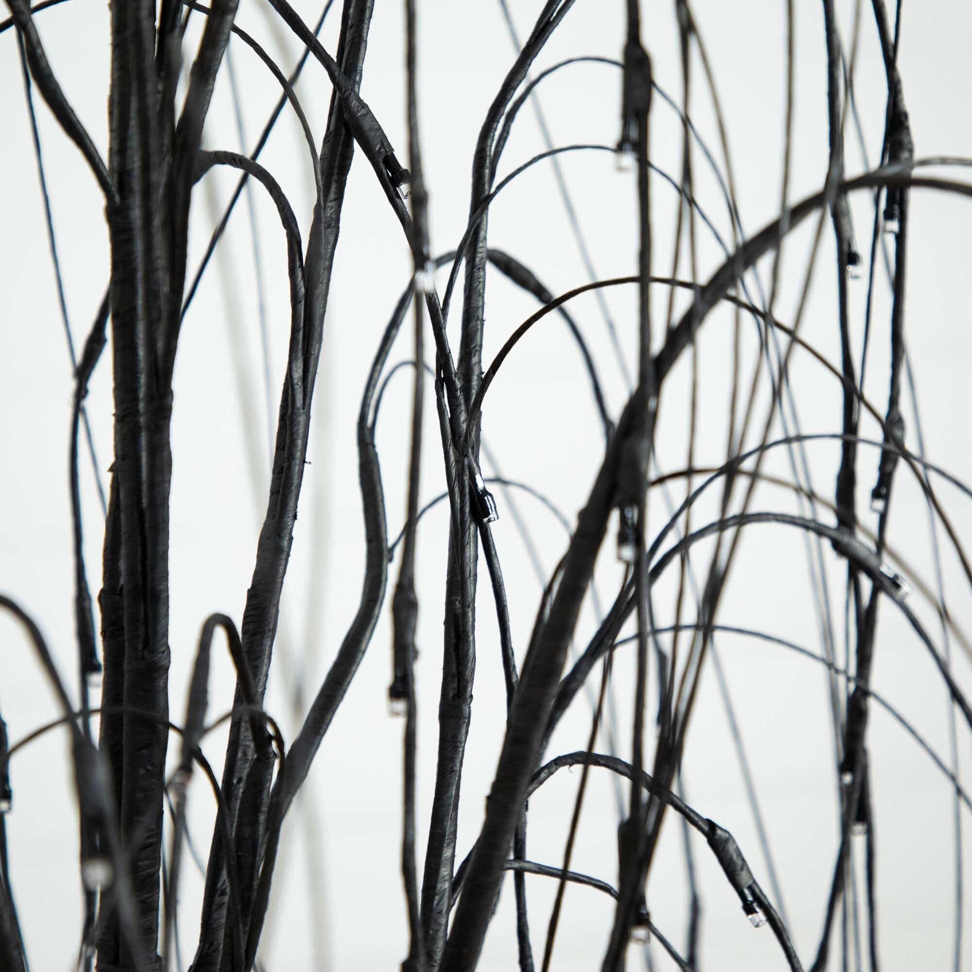 6’ Pre-Lit Halloween Black Willow Artificial Tree with LED Lights