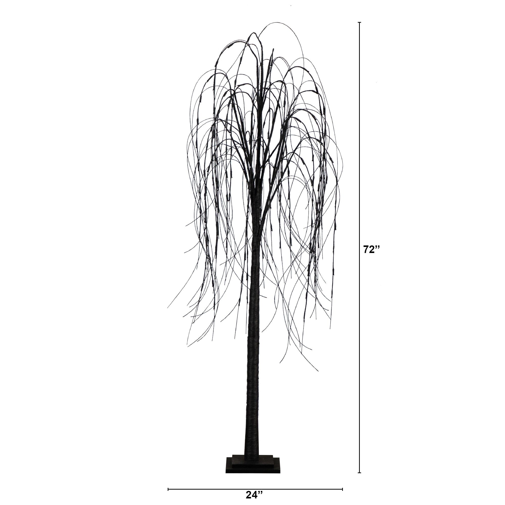6’ Pre-Lit Halloween Black Willow Artificial Tree with LED Lights