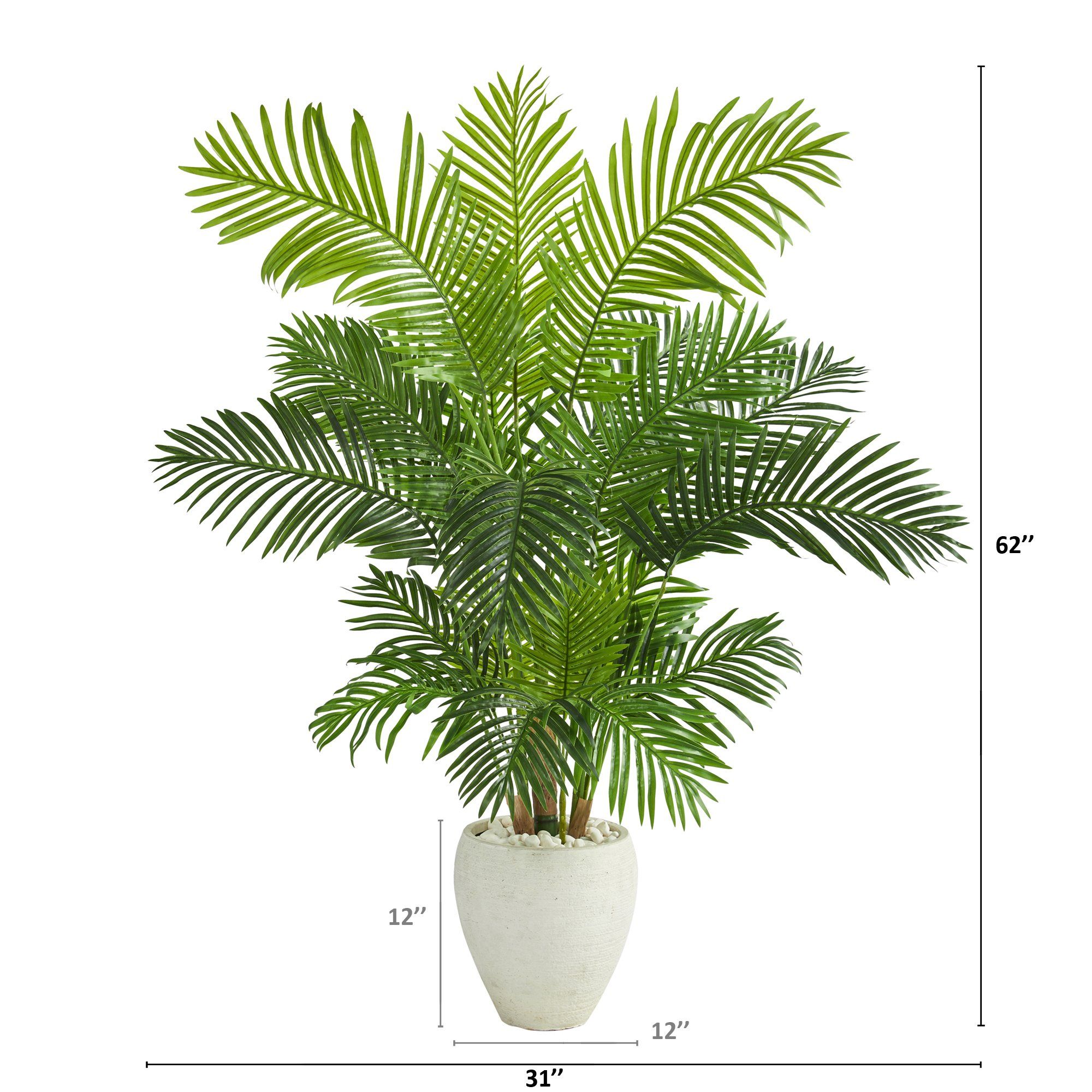 62” Hawaii Palm Artificial Tree in White Planter