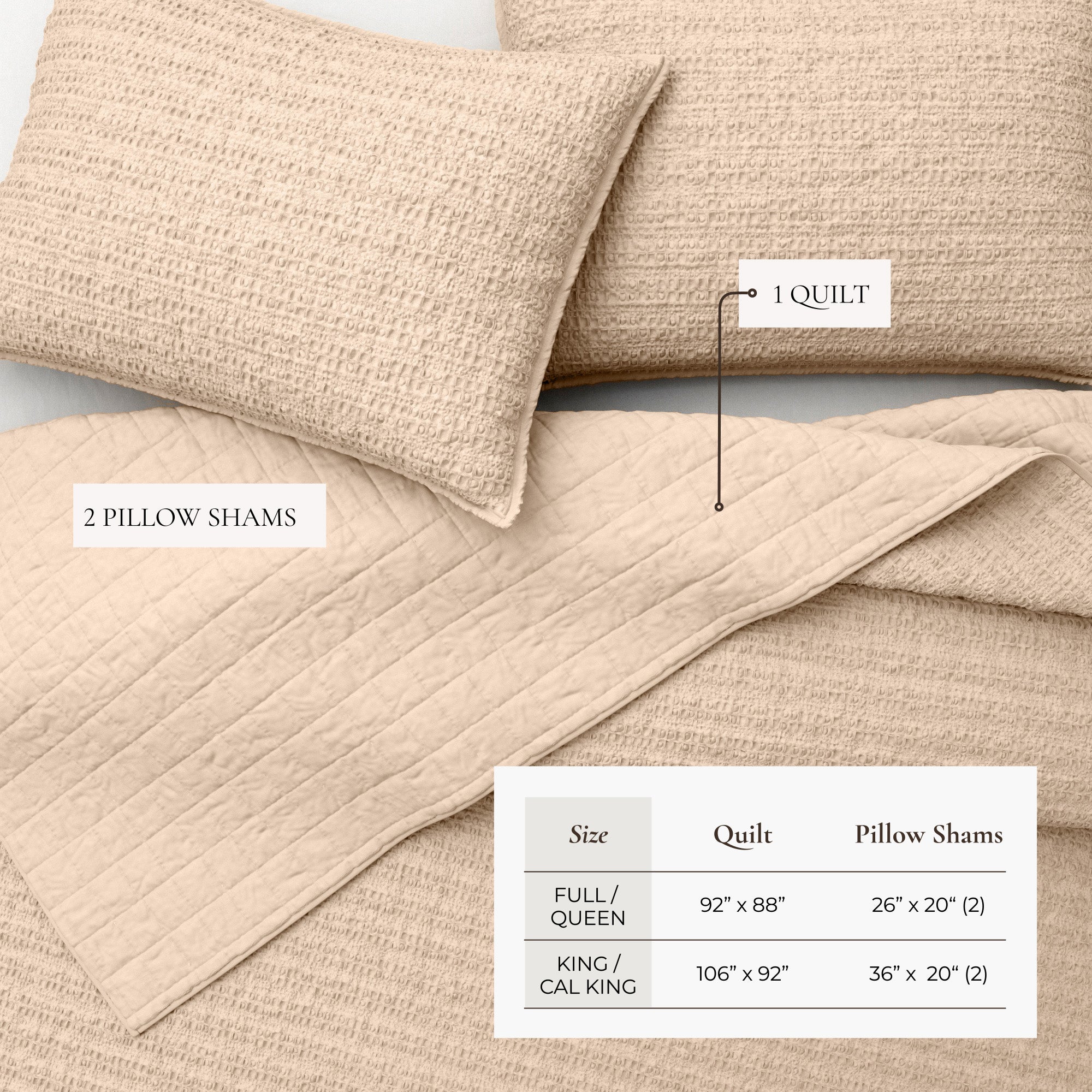 100% Cotton Honeycomb Quilt Set - Genevieve Collection
