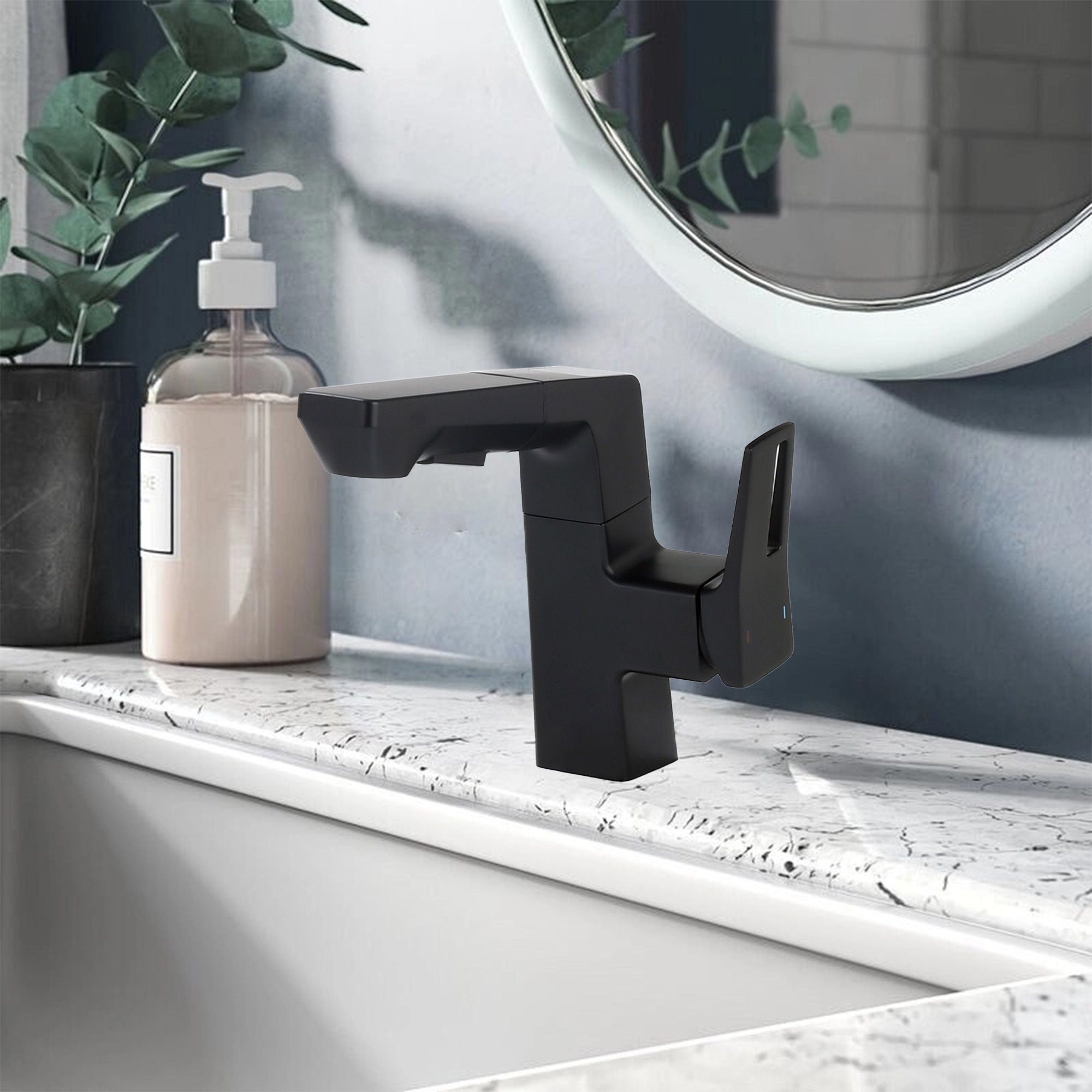 Modern Smart LED Bathroom Faucet With Temperature Digital Display & Pull Down Sprayer