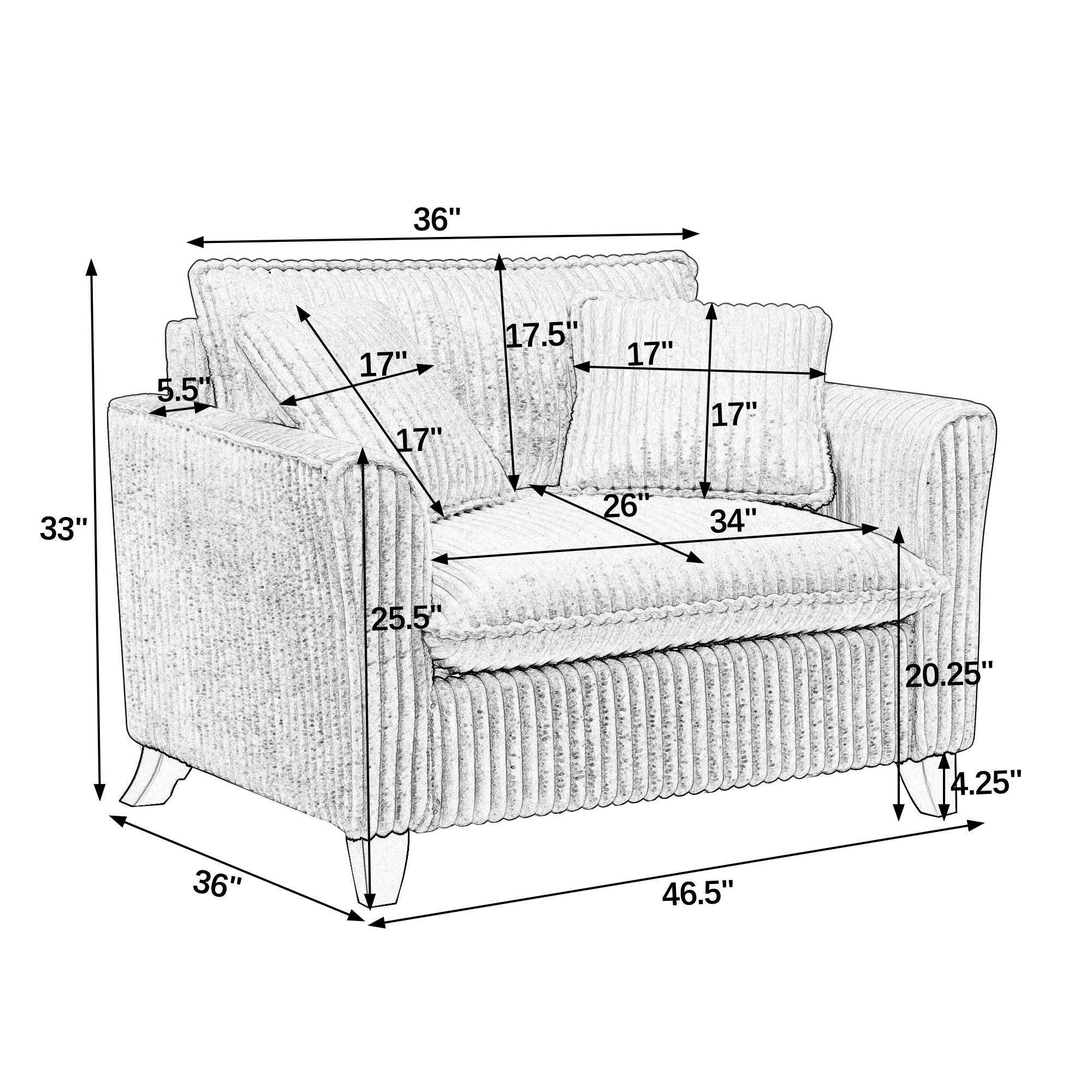 Lazy Sofa Chair with a Backrest - Grey