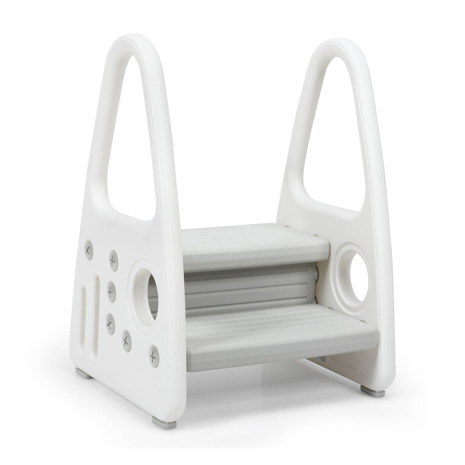 Kids Step Stool Learning Helper with Armrest -Gray