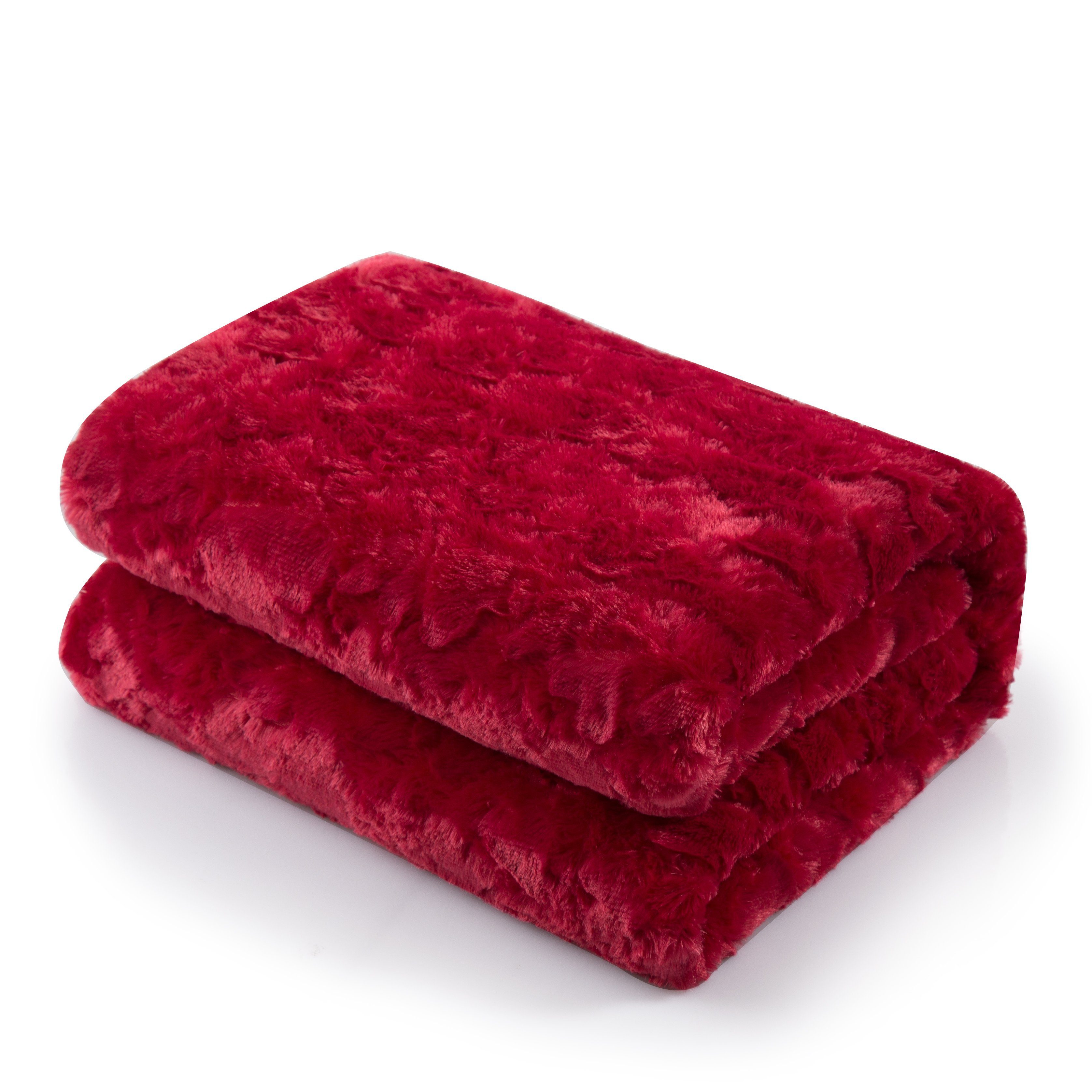 Romantic Red Lovely Hearts, Plush Faux Fur Throw Blanket