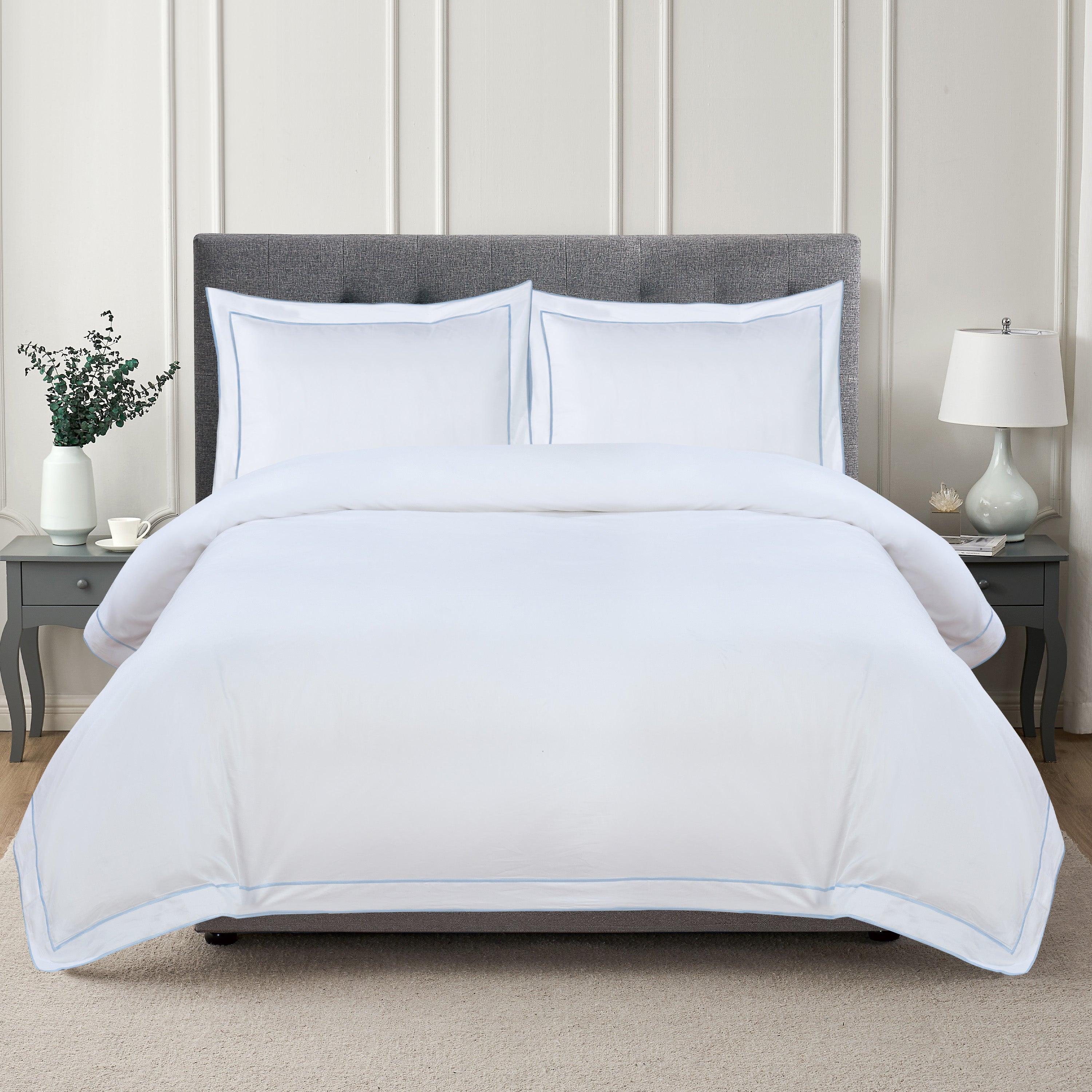 Framed Sateen Embroidered Cotton Duvet Set