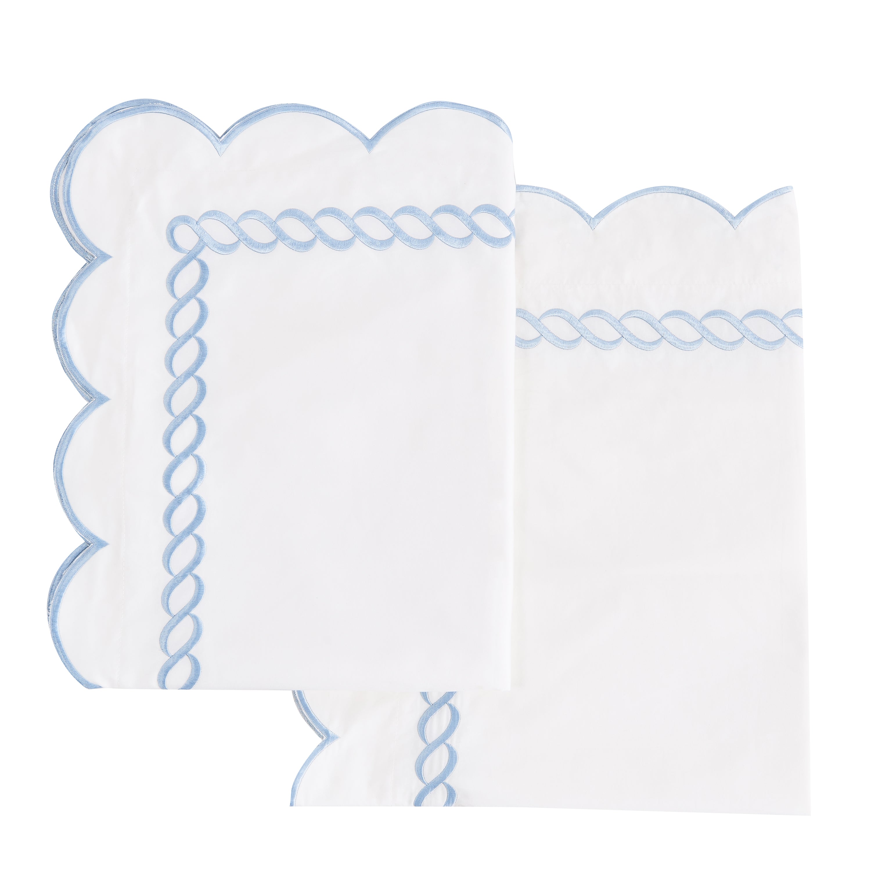 Scallop Rope Embroidered Cotton Euro Sham Pair