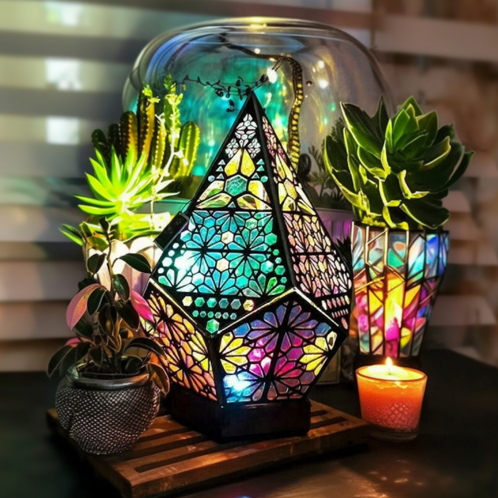 Bohemian Wooden Table Lamp by EP Light