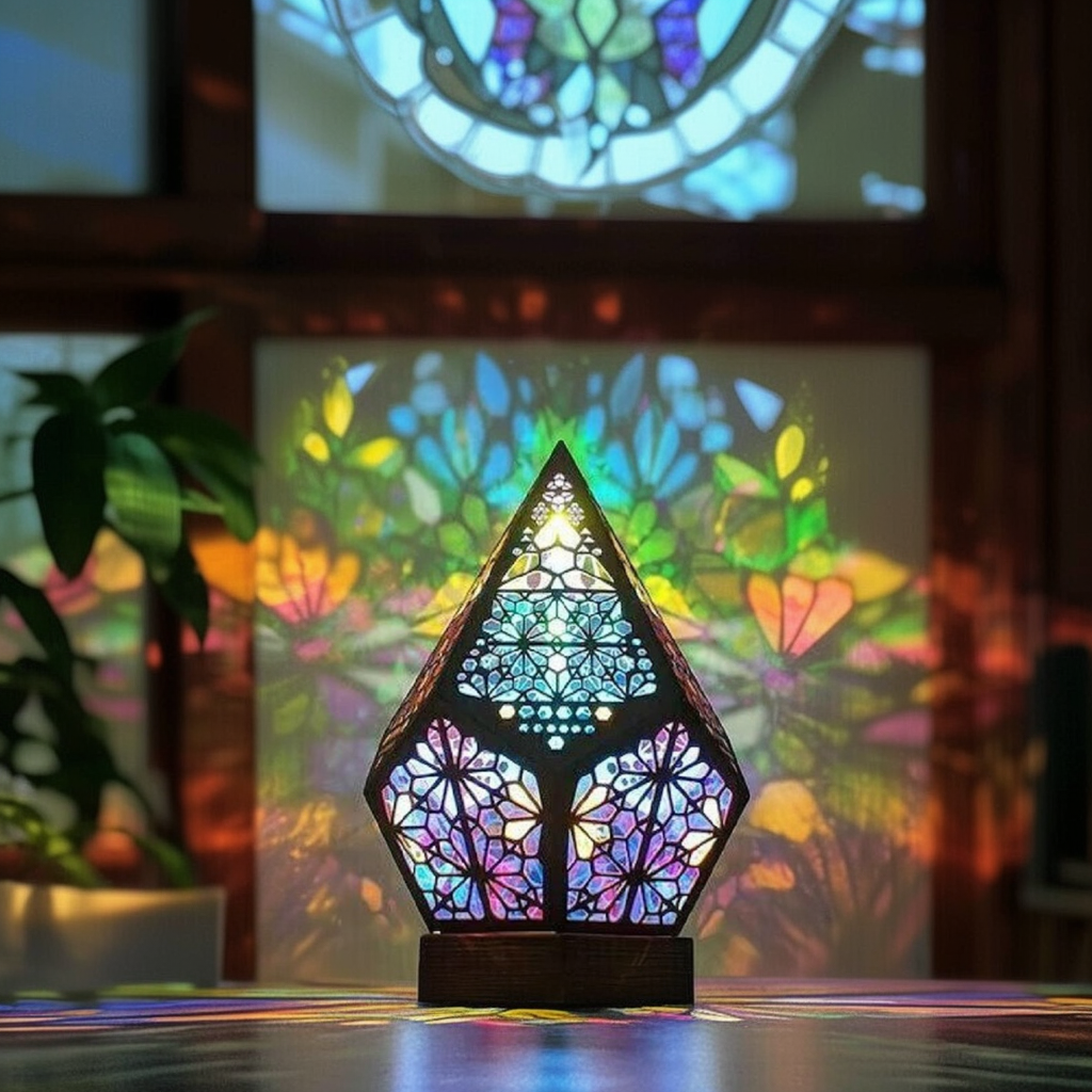 Bohemian Wooden Table Lamp by EP Light