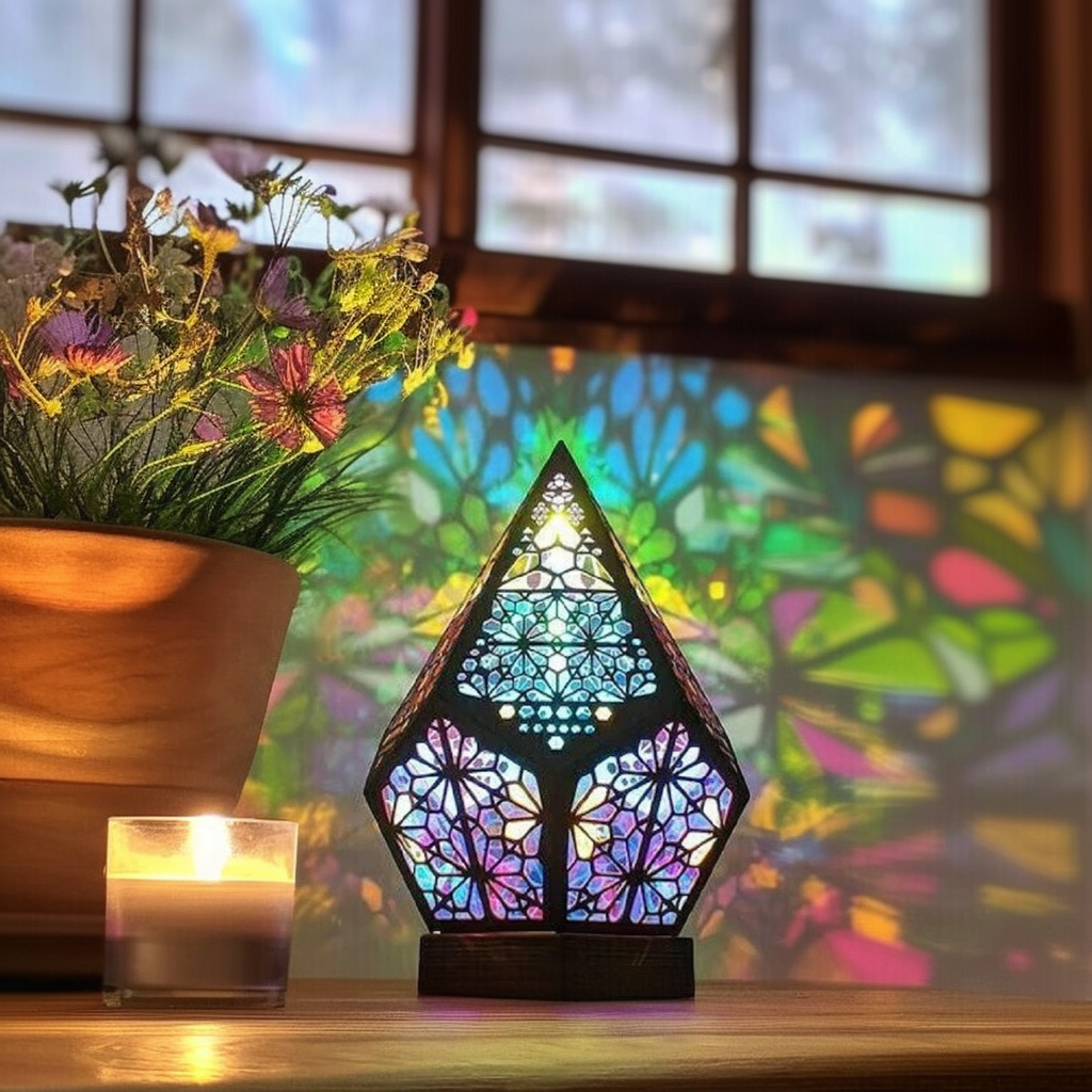 Bohemian Wooden Table Lamp by EP Light