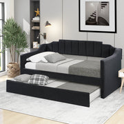 Upholstered Twin Daybed with Trundle,Black by 39F INC.