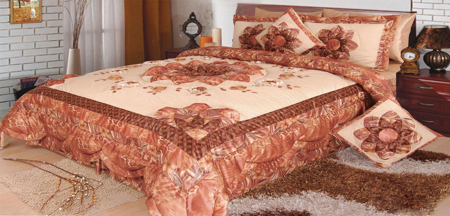 Autumn Leaves Warm Bronze Bedspread Comforter Set