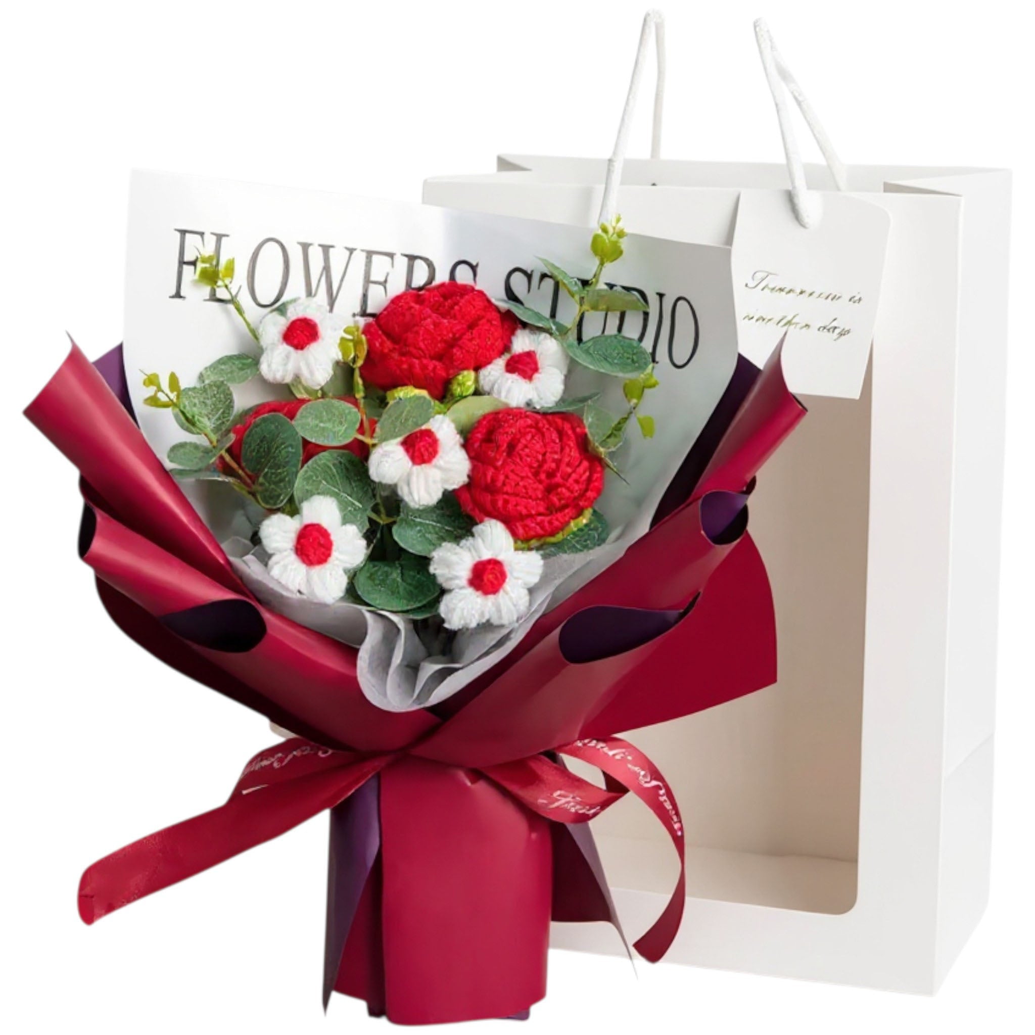 Crochet Rose Bouquet with Light, Valentine’s Day Gift for Her