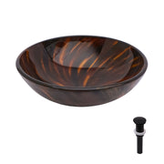 Vessel Bathroom Sink With Pop Up Drain, Round Bowl Design - Brown by Couch