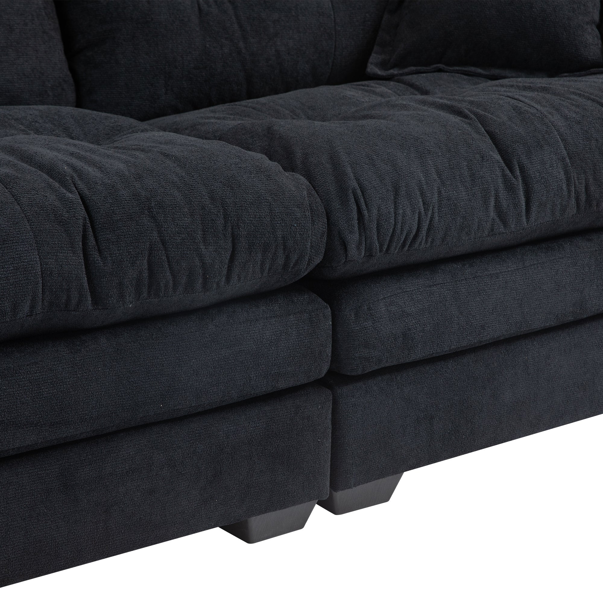 84' Chenille Sofa Small Sofa Loveseat Deep Seat Sofa Couch - Black